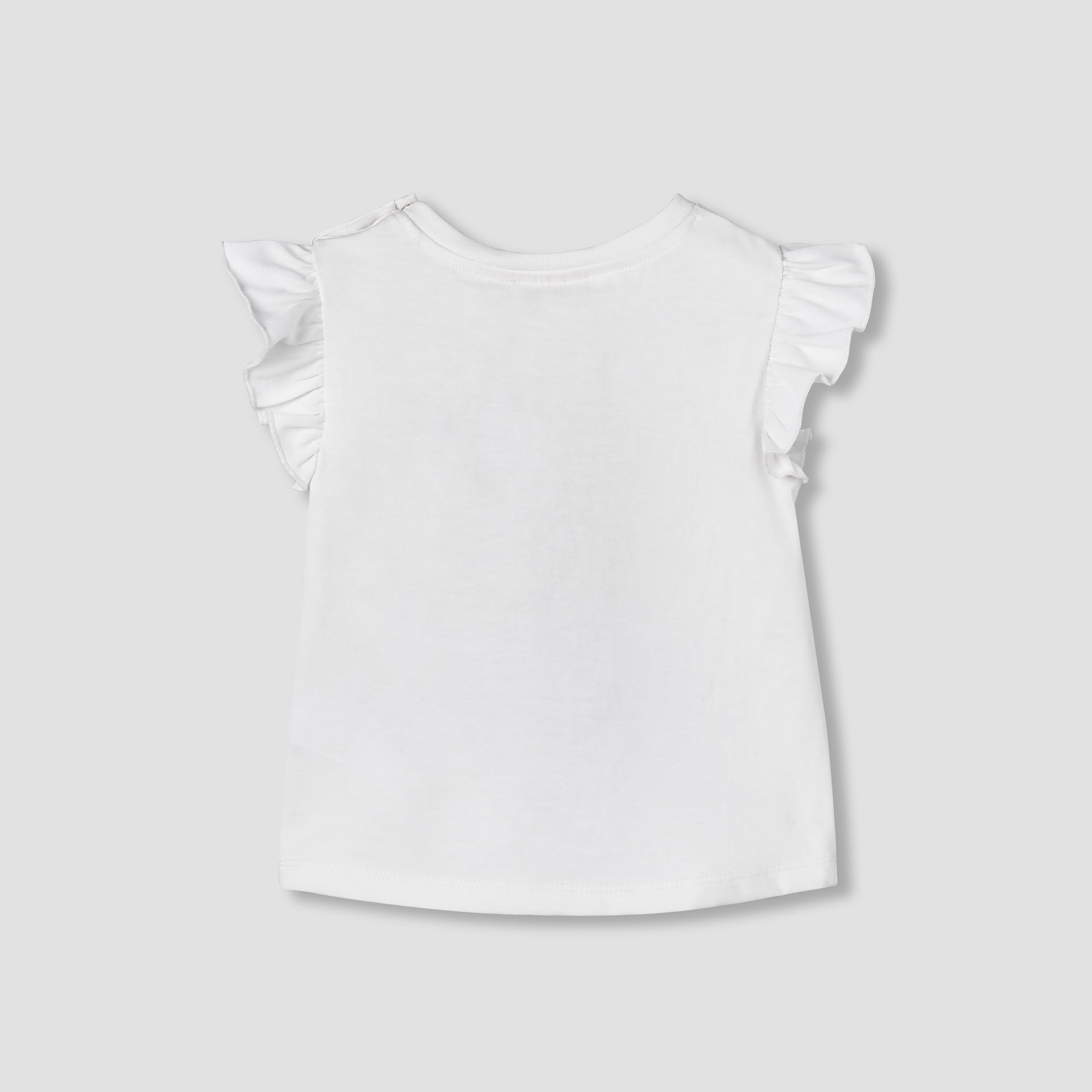 Juniors Round Neck Cap Sleeves T-shirt with Bunny Print-baby-girls-clothing-tshirts-image-3