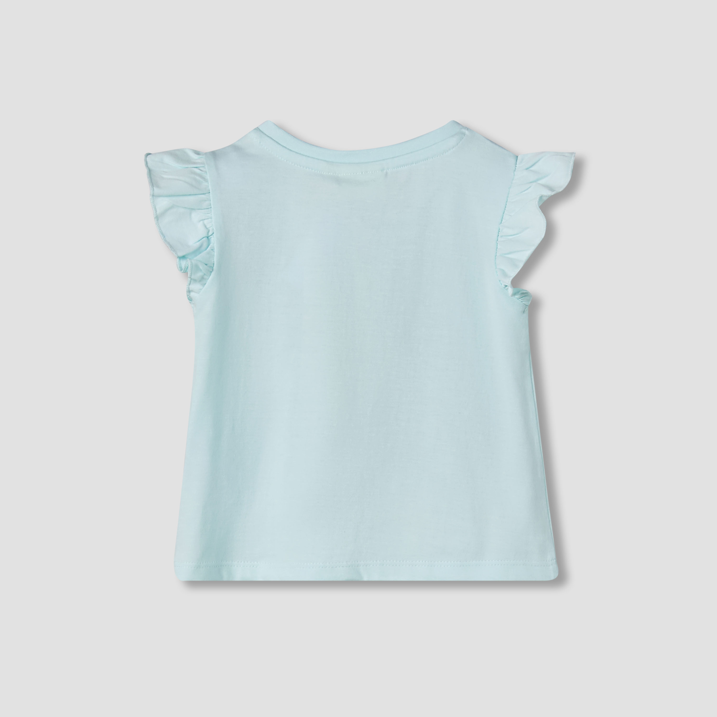 Juniors Crew Neck Short Ruffle Cap Sleeves T-shirt with Stripes-baby-girls-clothing-tshirts-image-3