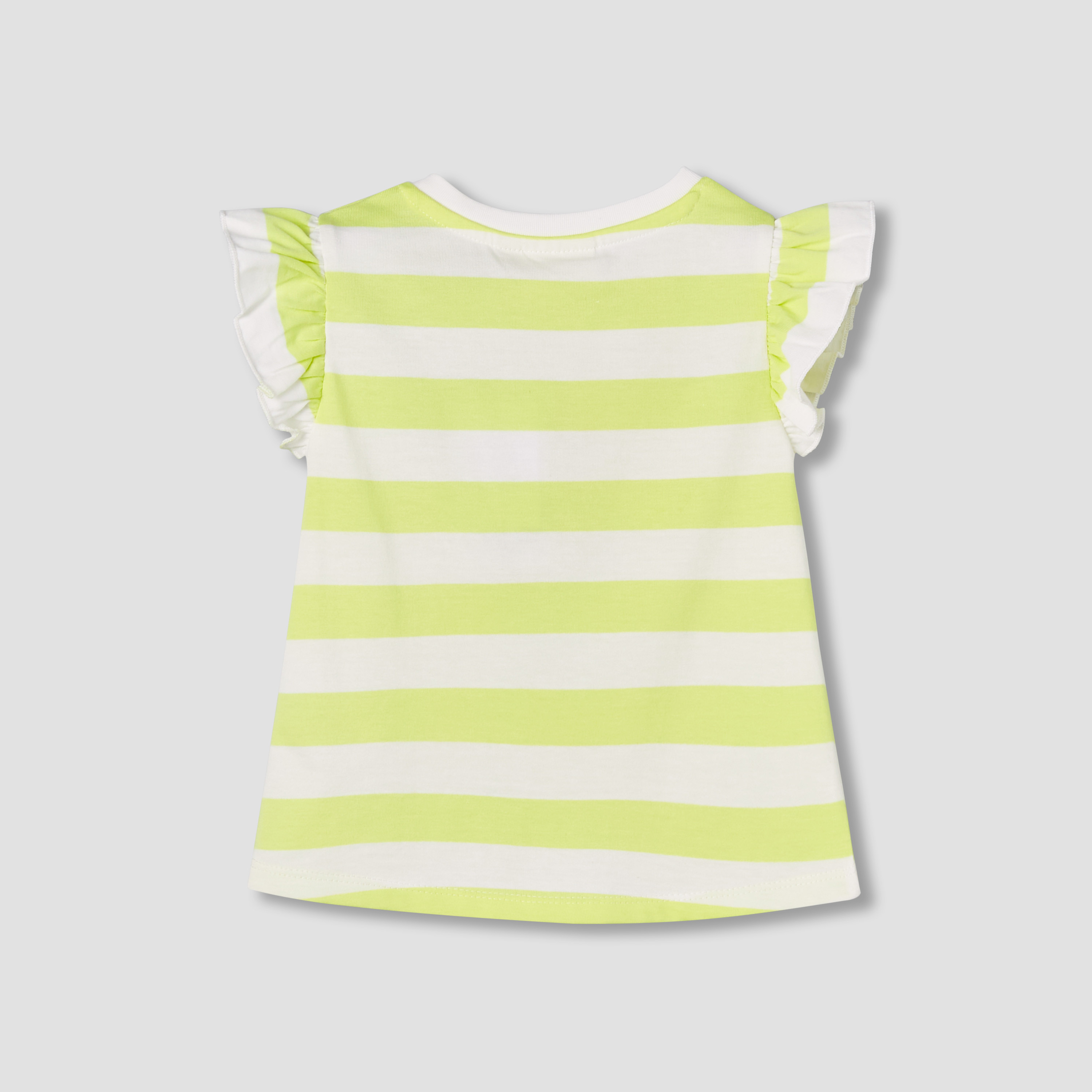 Juniors Crew Neck Short Ruffle Cap Sleeves T-shirt with Stripes-baby-girls-clothing-tshirts-image-3