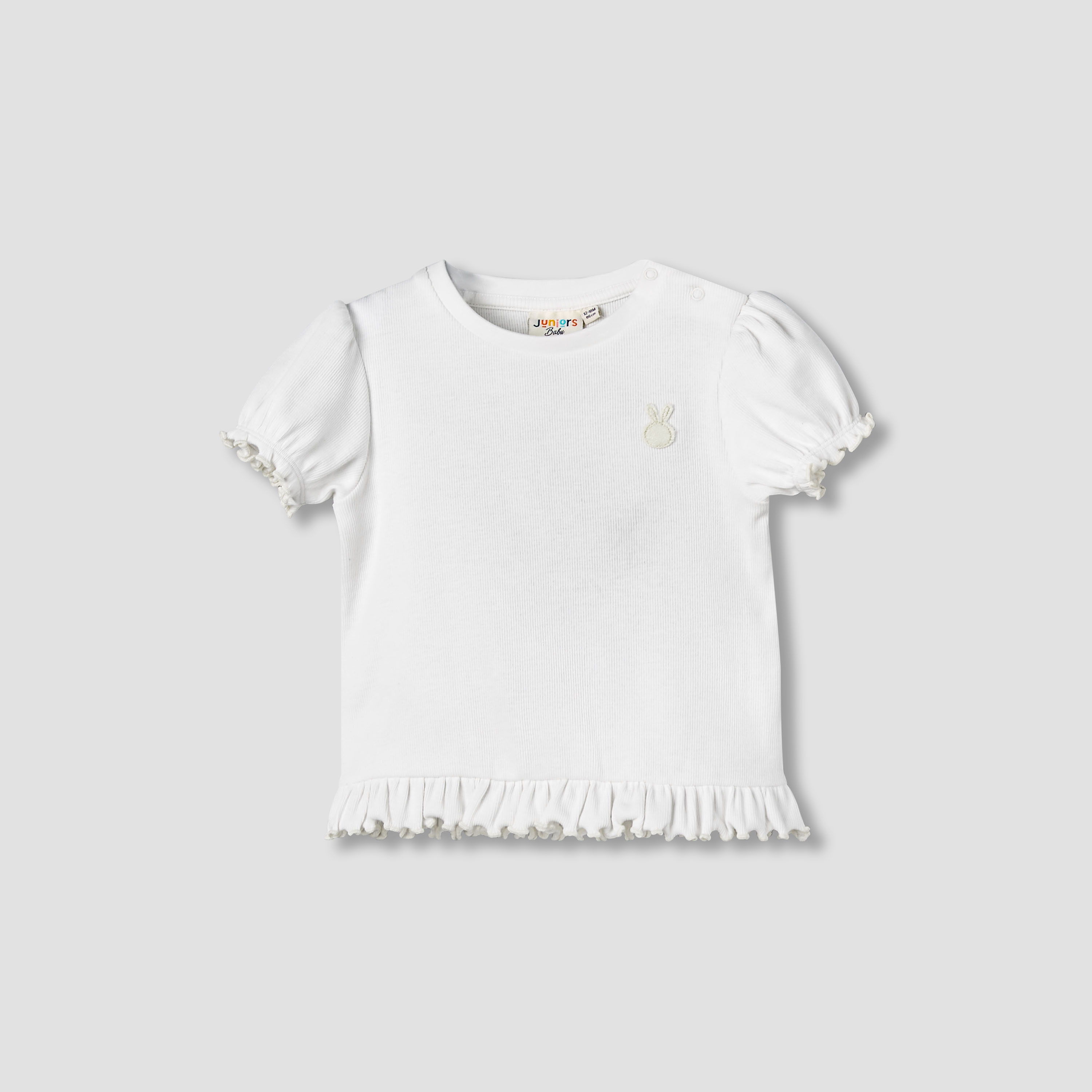 تيشيرت مضلع بأكمام قصيرة منفوخة ورقبة ضيقة من جونيورز-baby-girls-clothing-tshirts-image-4