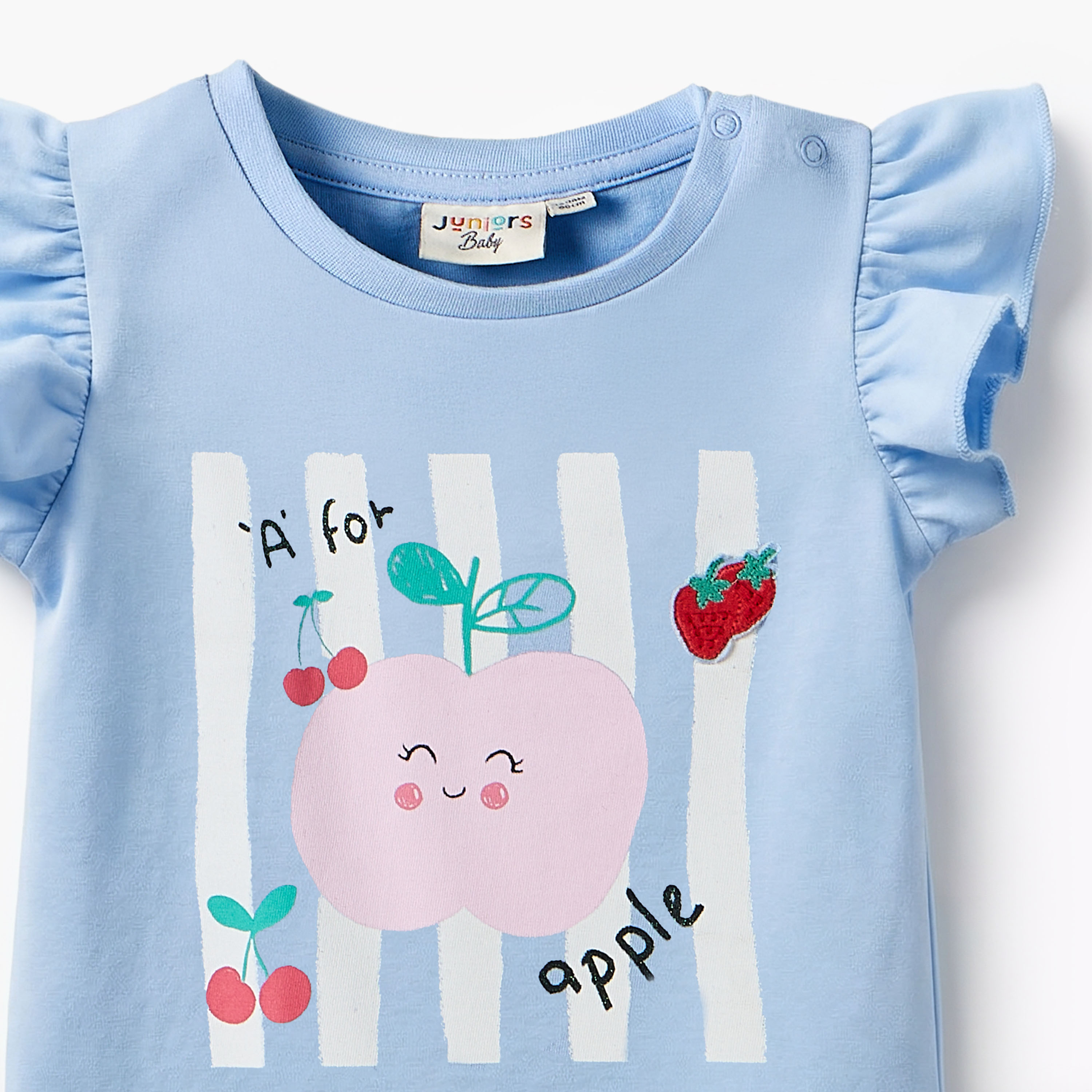 Juniors Round Neck Short Sleeves T-shirt with Fruit Print-baby-girls-clothing-tshirts-image-4