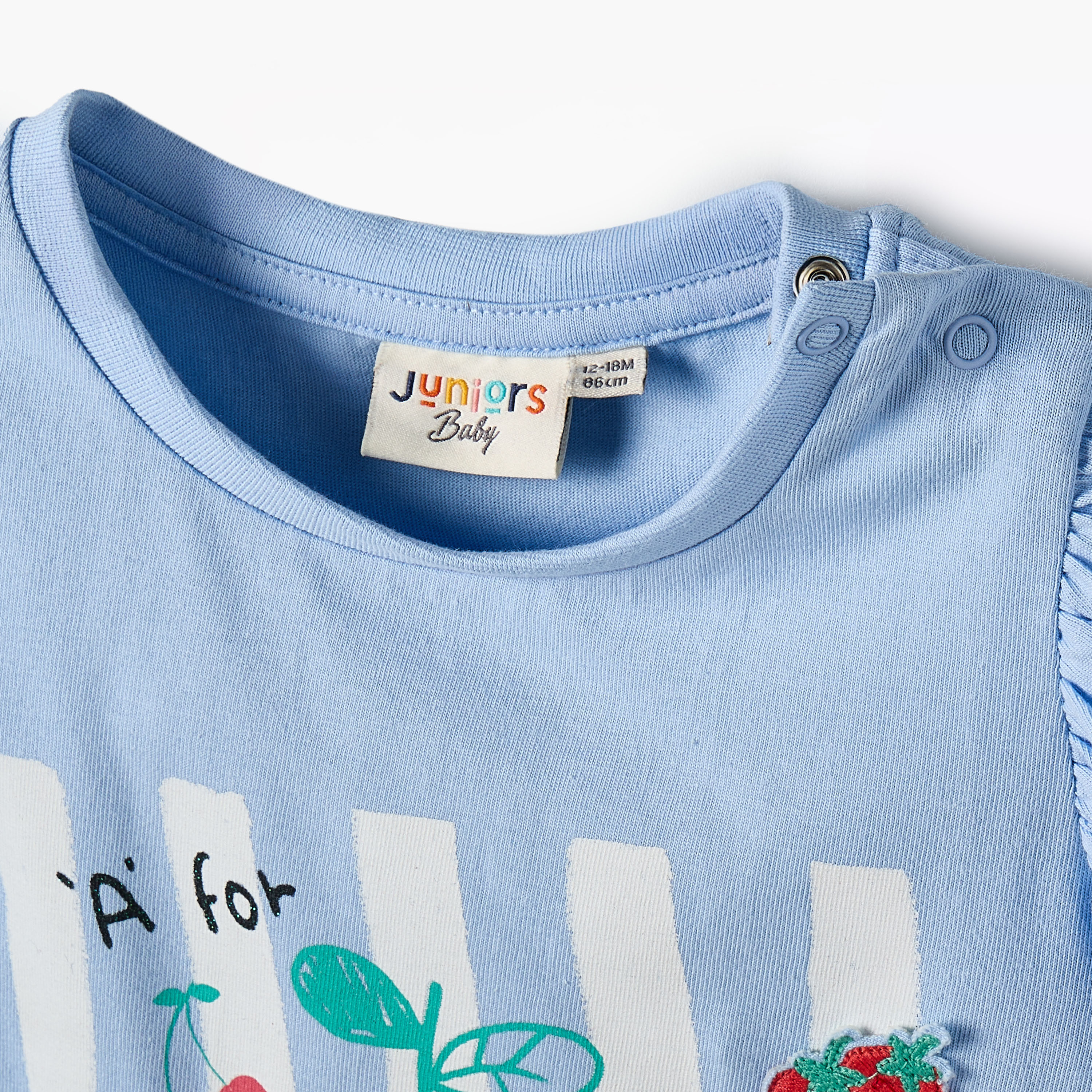 Juniors Round Neck Short Sleeves T-shirt with Fruit Print-baby-girls-clothing-tshirts-image-5