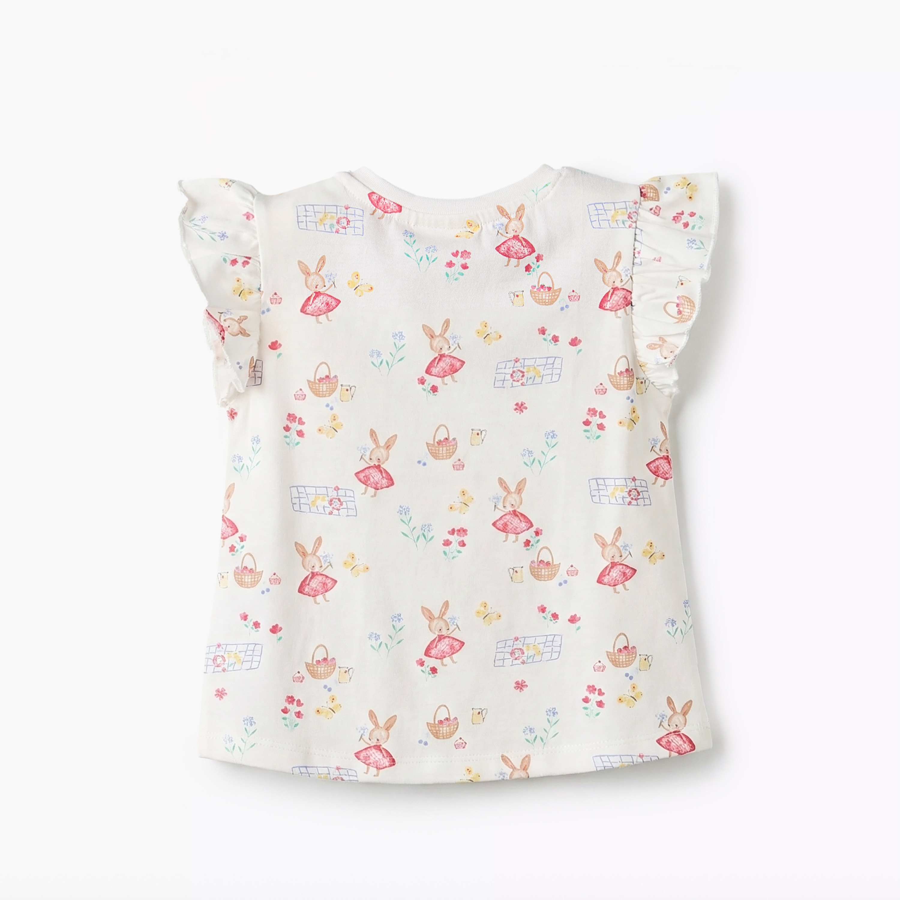 Juniors Round Neck Sleeveless T-shirt with Bunny Print-baby-girls-clothing-tshirts-image-3