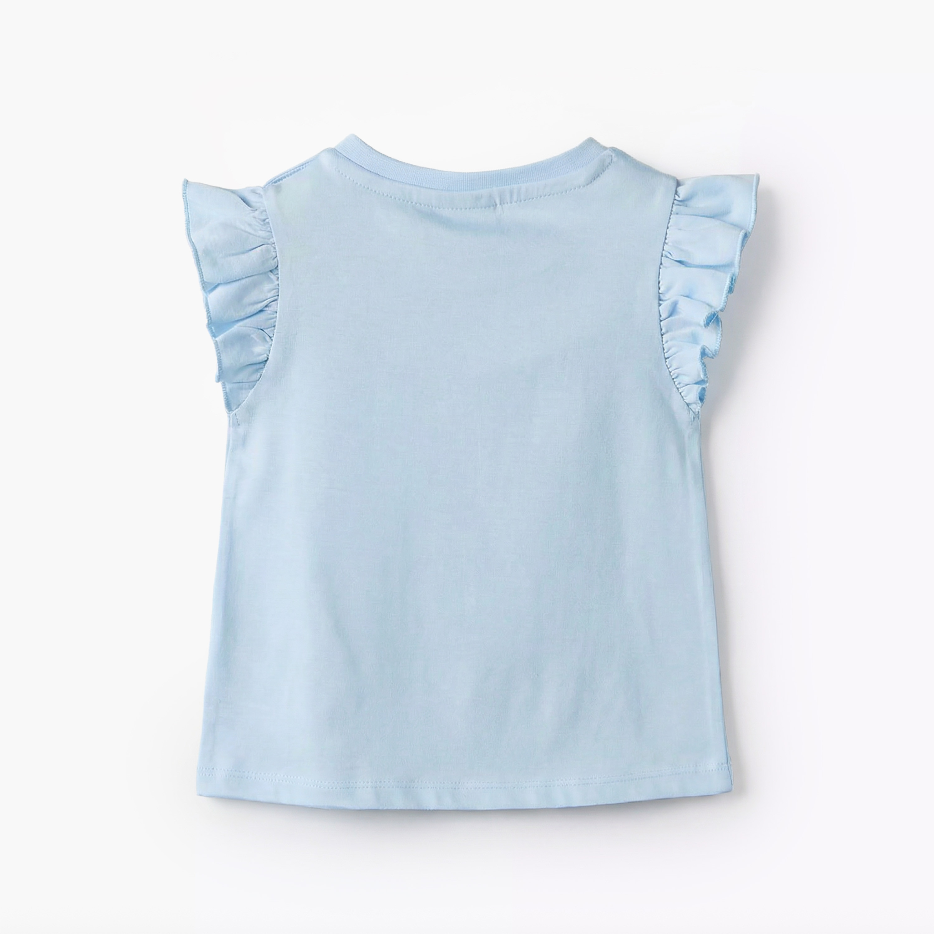 Juniors Crew Neck Sleeveless T-shirt with Graphic Print-baby-girls-clothing-tshirts-image-3