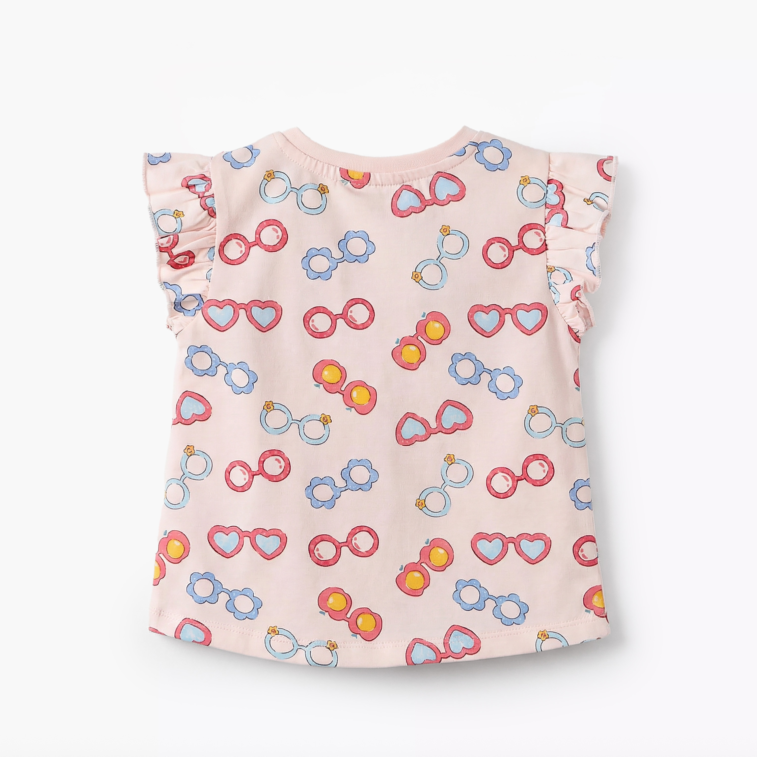 Juniors Round Neck Sleeveless T-shirt with Sunglass Print-baby-girls-clothing-tshirts-image-2