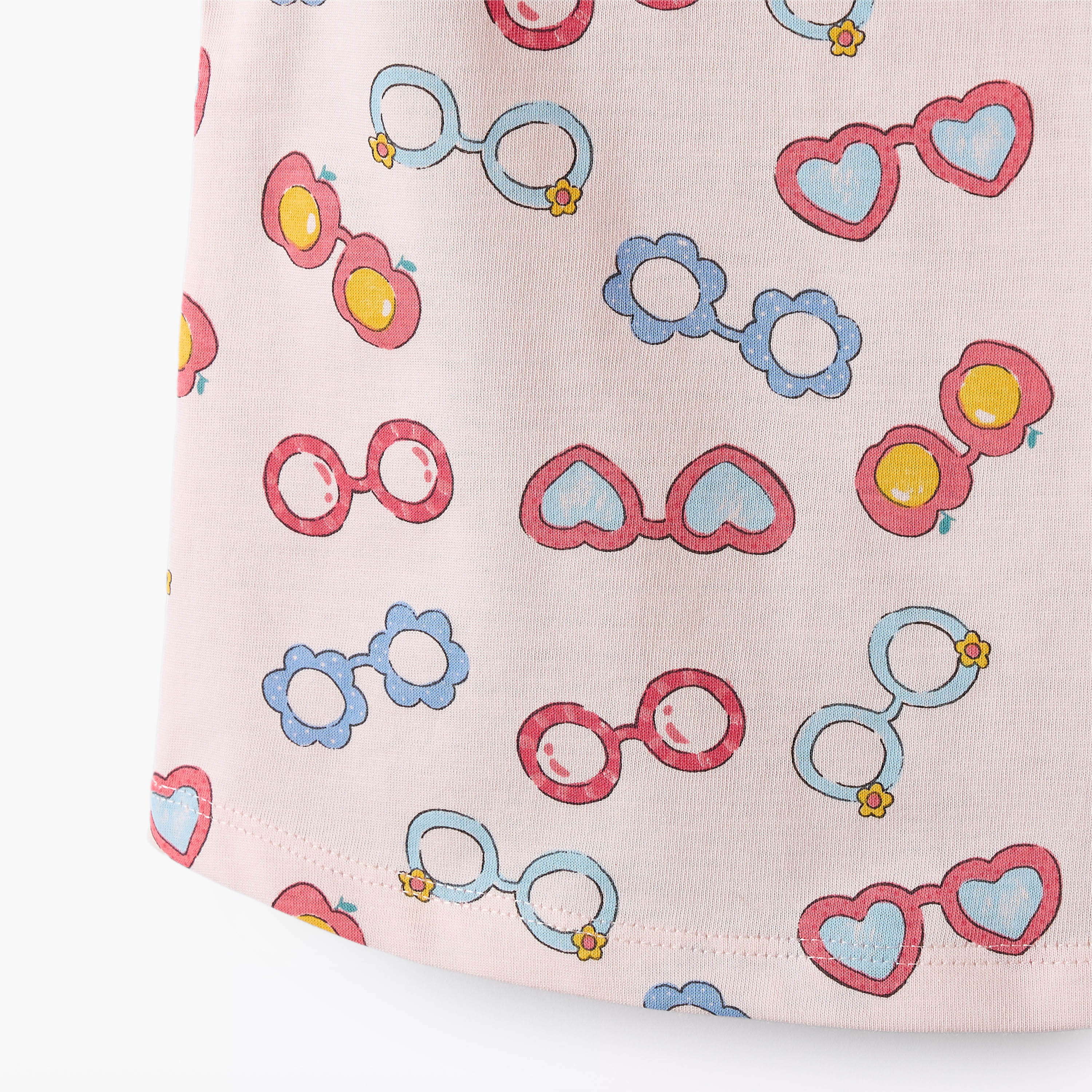 Juniors Round Neck Sleeveless T-shirt with Sunglass Print-baby-girls-clothing-tshirts-image-4