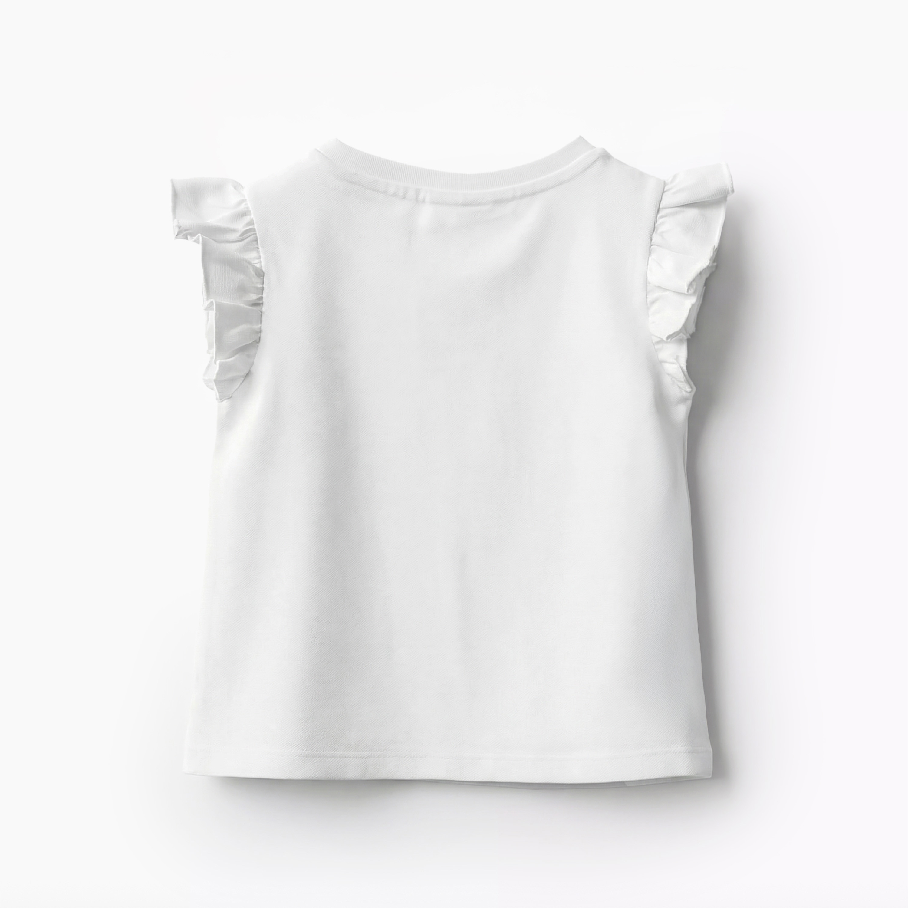 Juniors Round Neck Sleeveless T-shirt with Unicorn Print-baby-girls-clothing-tshirts-image-3