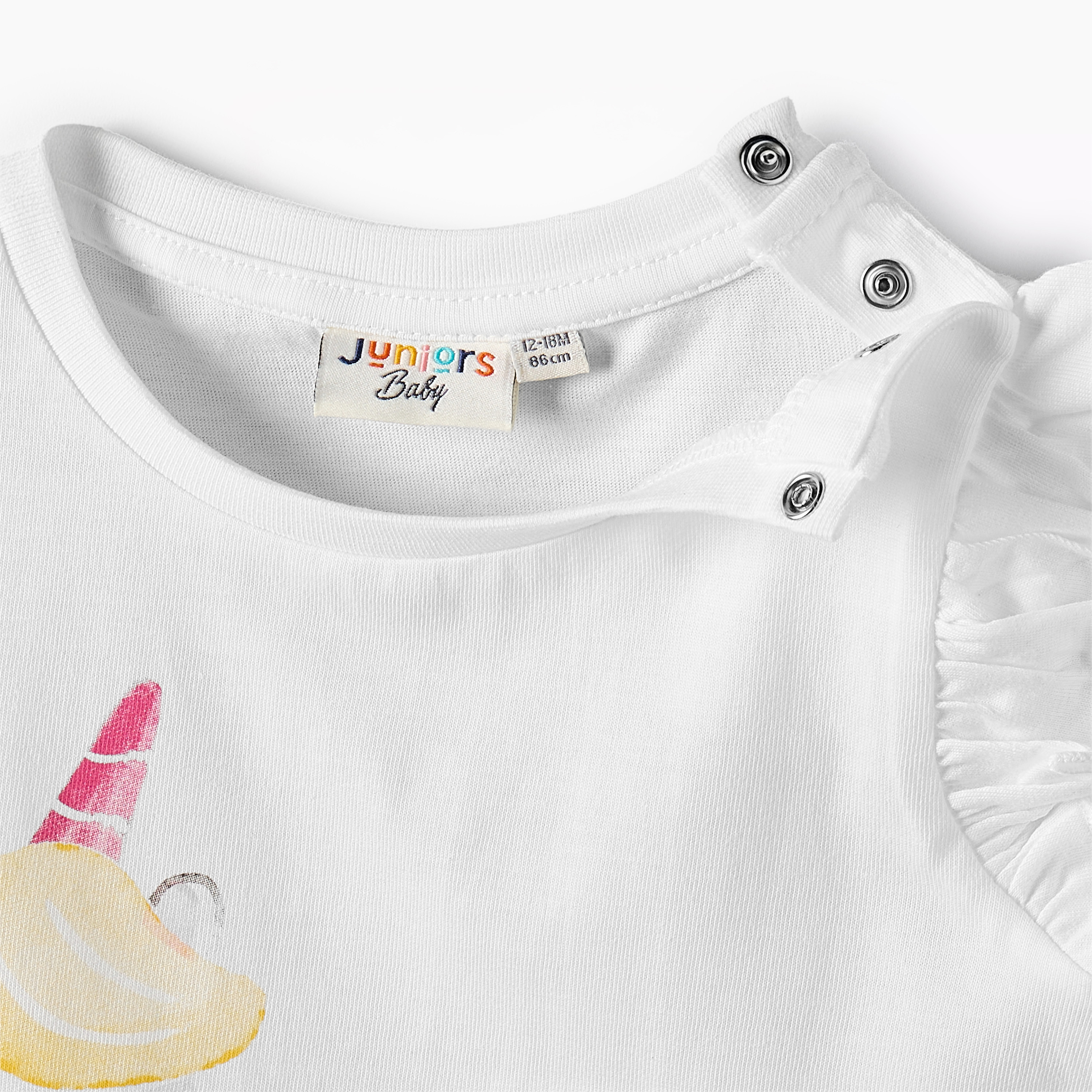 Juniors Round Neck Sleeveless T-shirt with Unicorn Print-baby-girls-clothing-tshirts-image-4