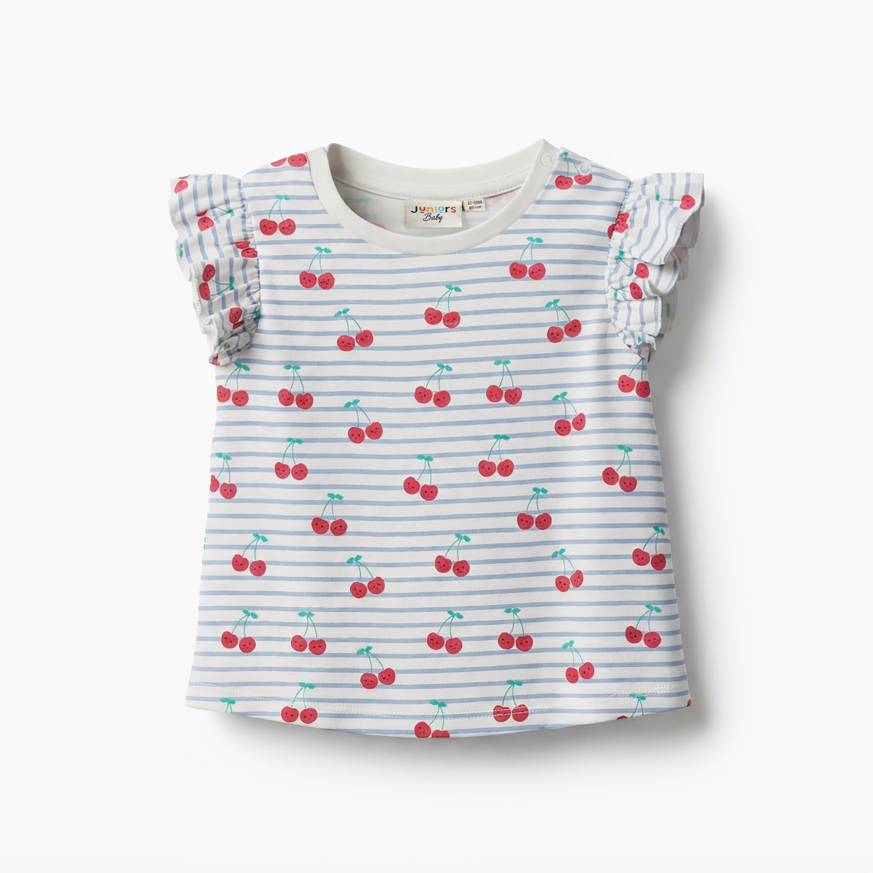 Juniors Crew Neck Sleeveless T-shirt with Cherry Print-baby-girls-clothing-tshirts-image-2