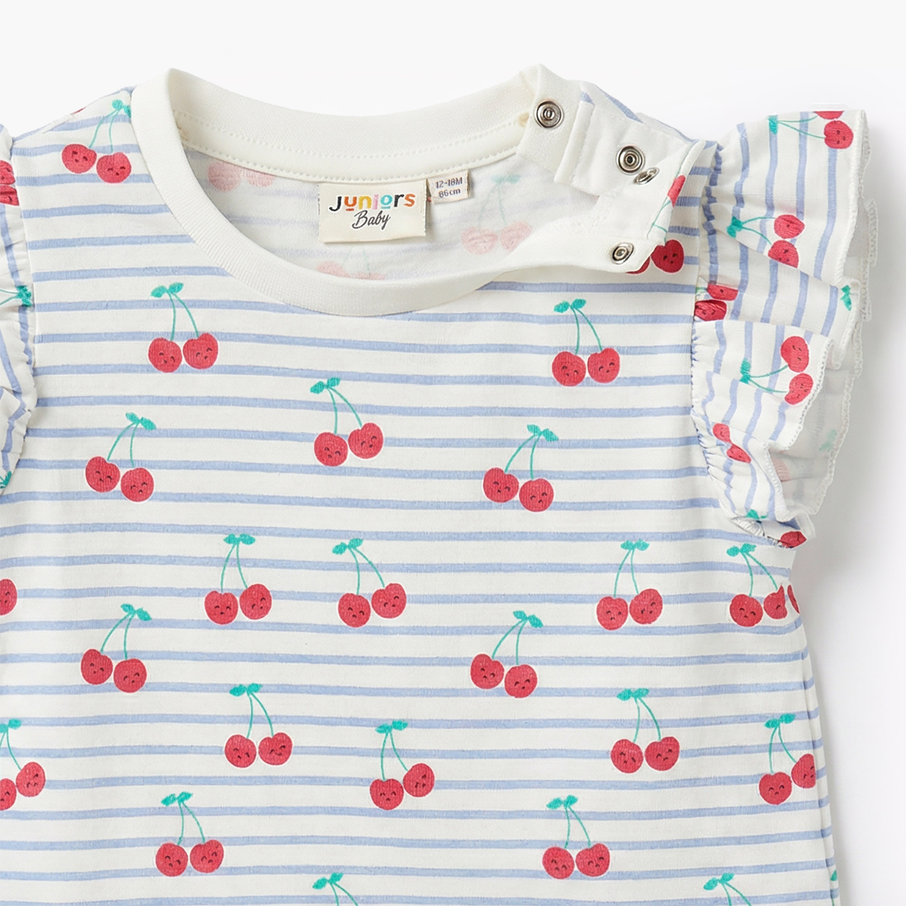 Juniors Crew Neck Sleeveless T-shirt with Cherry Print-baby-girls-clothing-tshirts-image-4