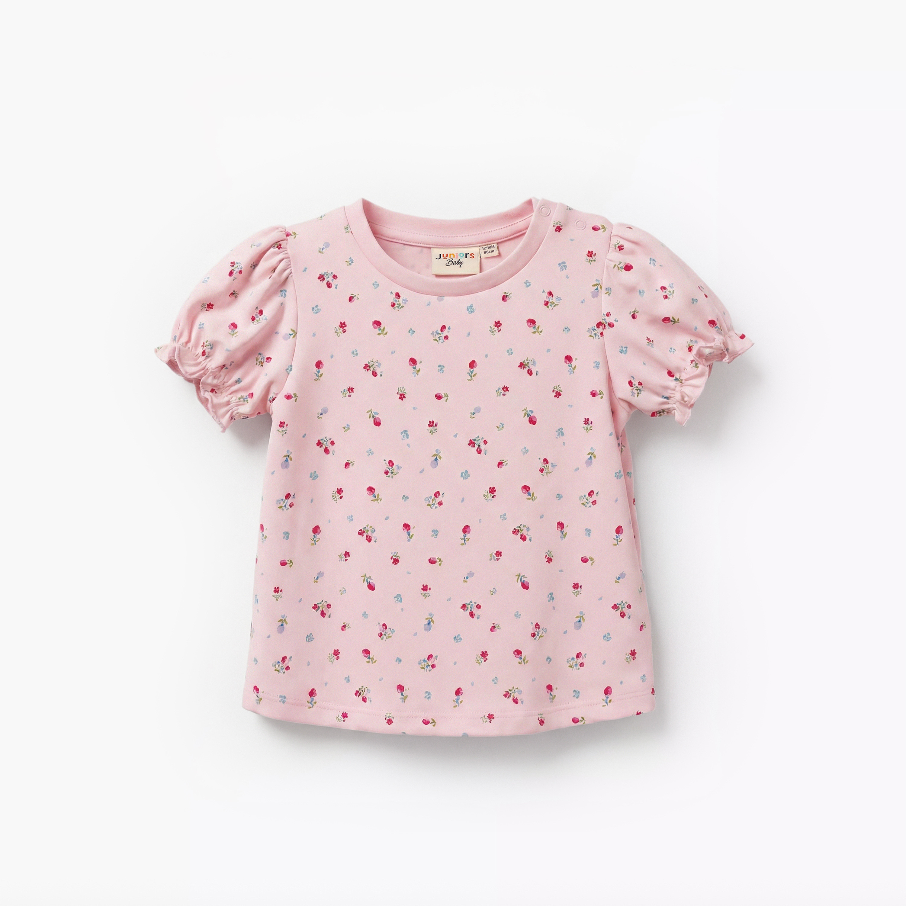 Pack of 2 Juniors Round Neck Short Sleeves T-shirt with Assorted Prints-baby-girls-clothing-tshirts-image-2
