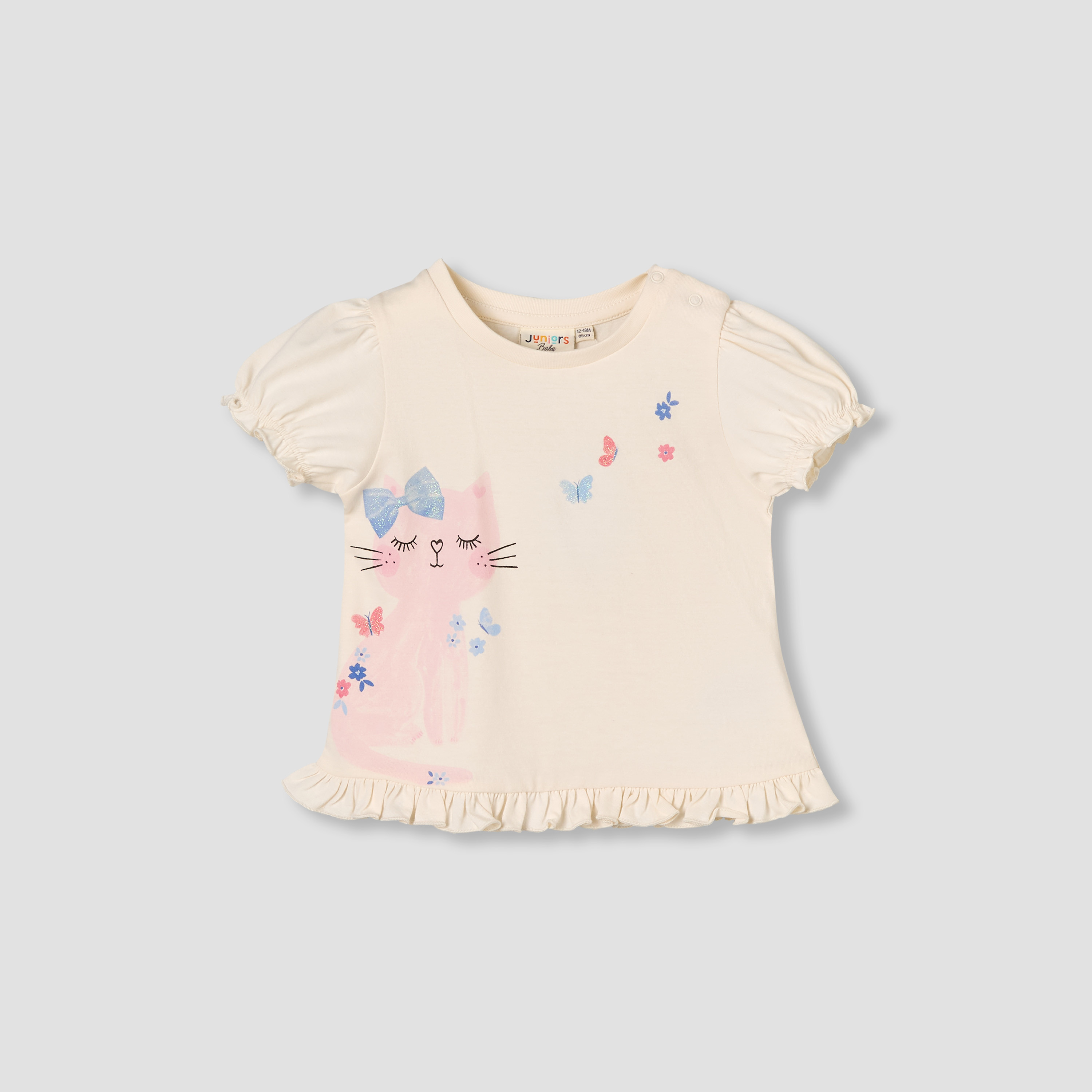 Pack of 2 Juniors Round Neck Short Sleeve T-shirt with Print-baby-girls-clothing-tshirts-image-3