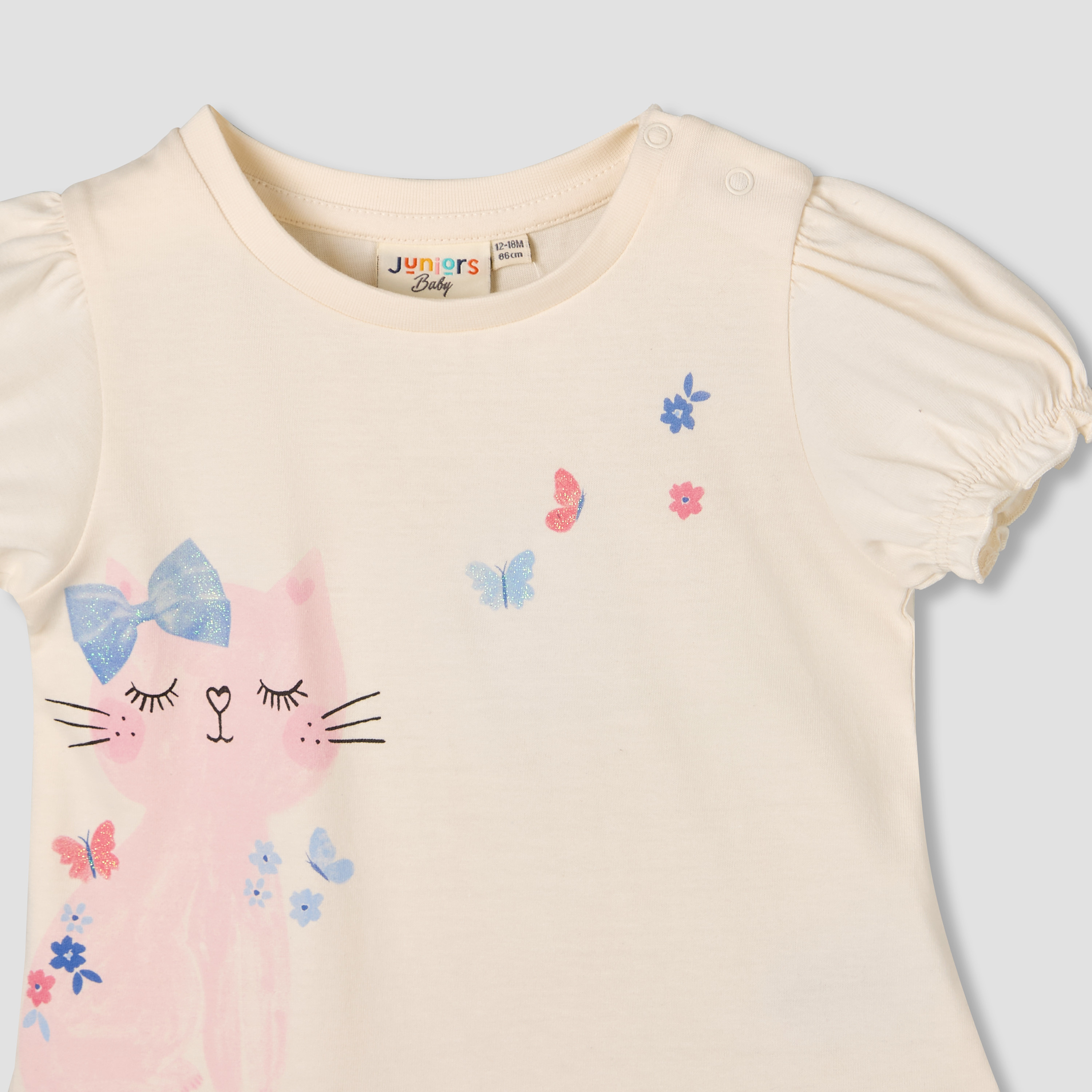 Pack of 2 Juniors Round Neck Short Sleeve T-shirt with Print-baby-girls-clothing-tshirts-image-5