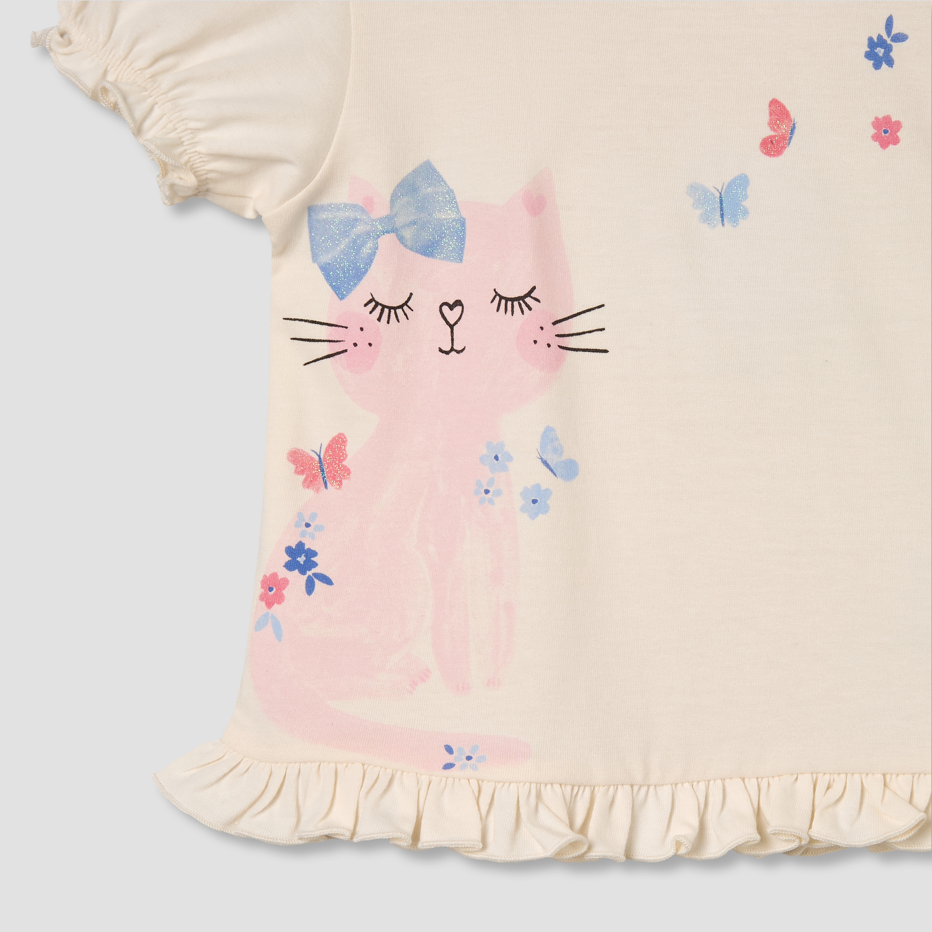 Pack of 2 Juniors Round Neck Short Sleeve T-shirt with Print-baby-girls-clothing-tshirts-image-6