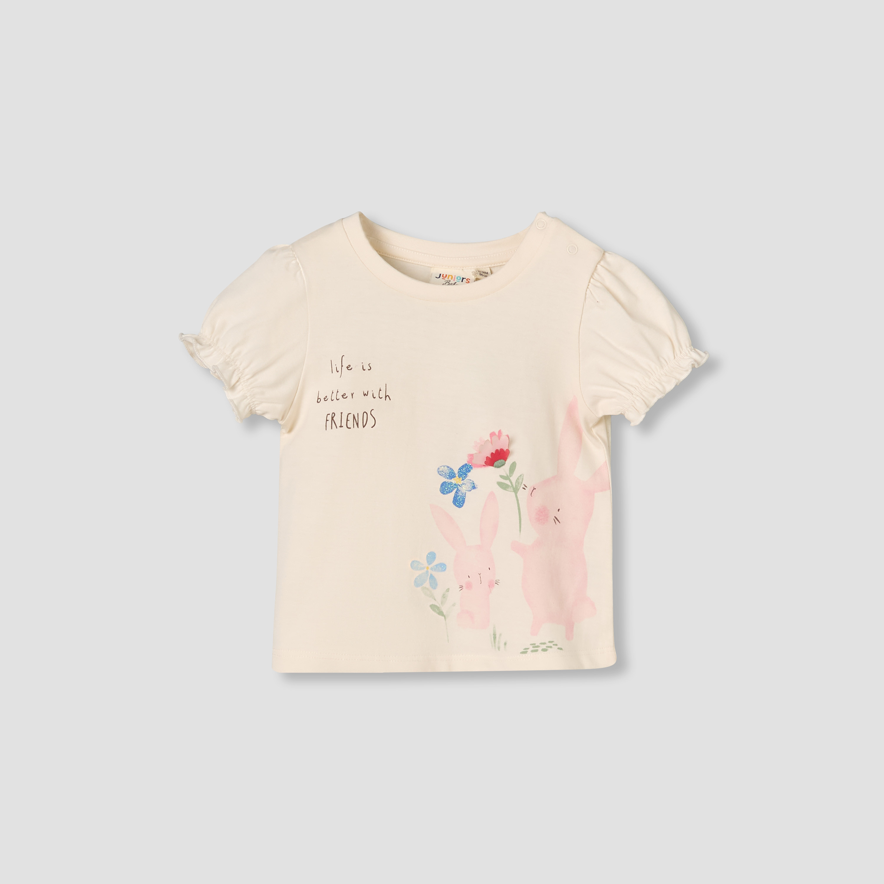 Pack of 3 Juniors Round Neck Short Sleeve T-shirt-baby-girls-clothing-tshirts-image-3