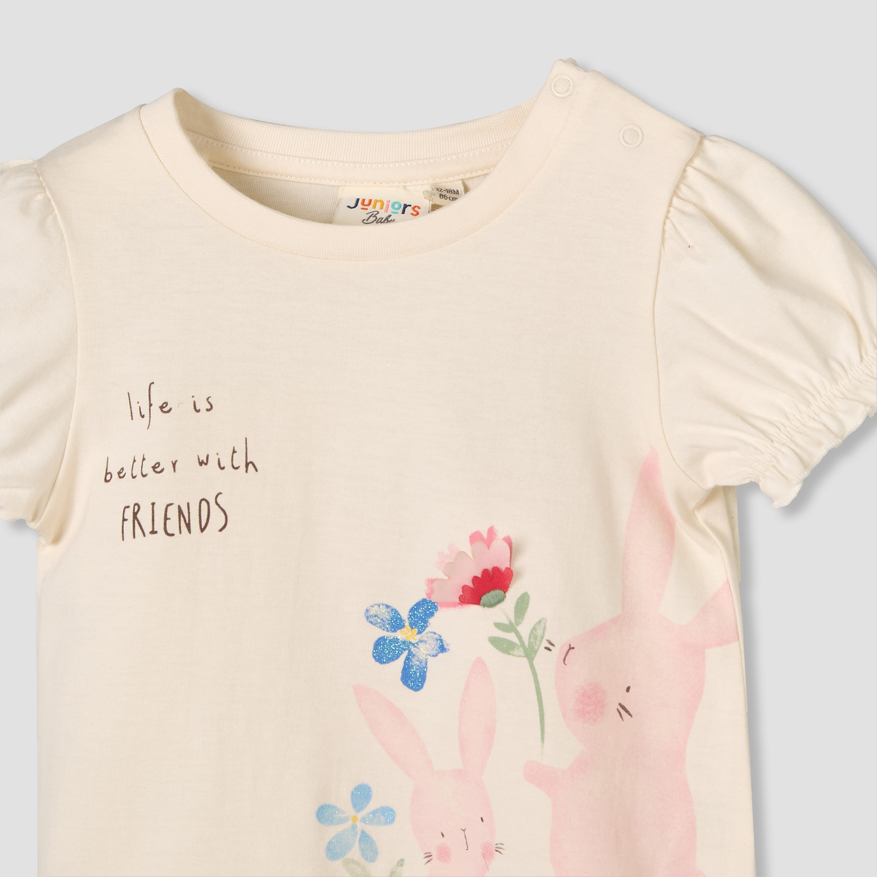 Pack of 3 Juniors Round Neck Short Sleeve T-shirt-baby-girls-clothing-tshirts-image-6