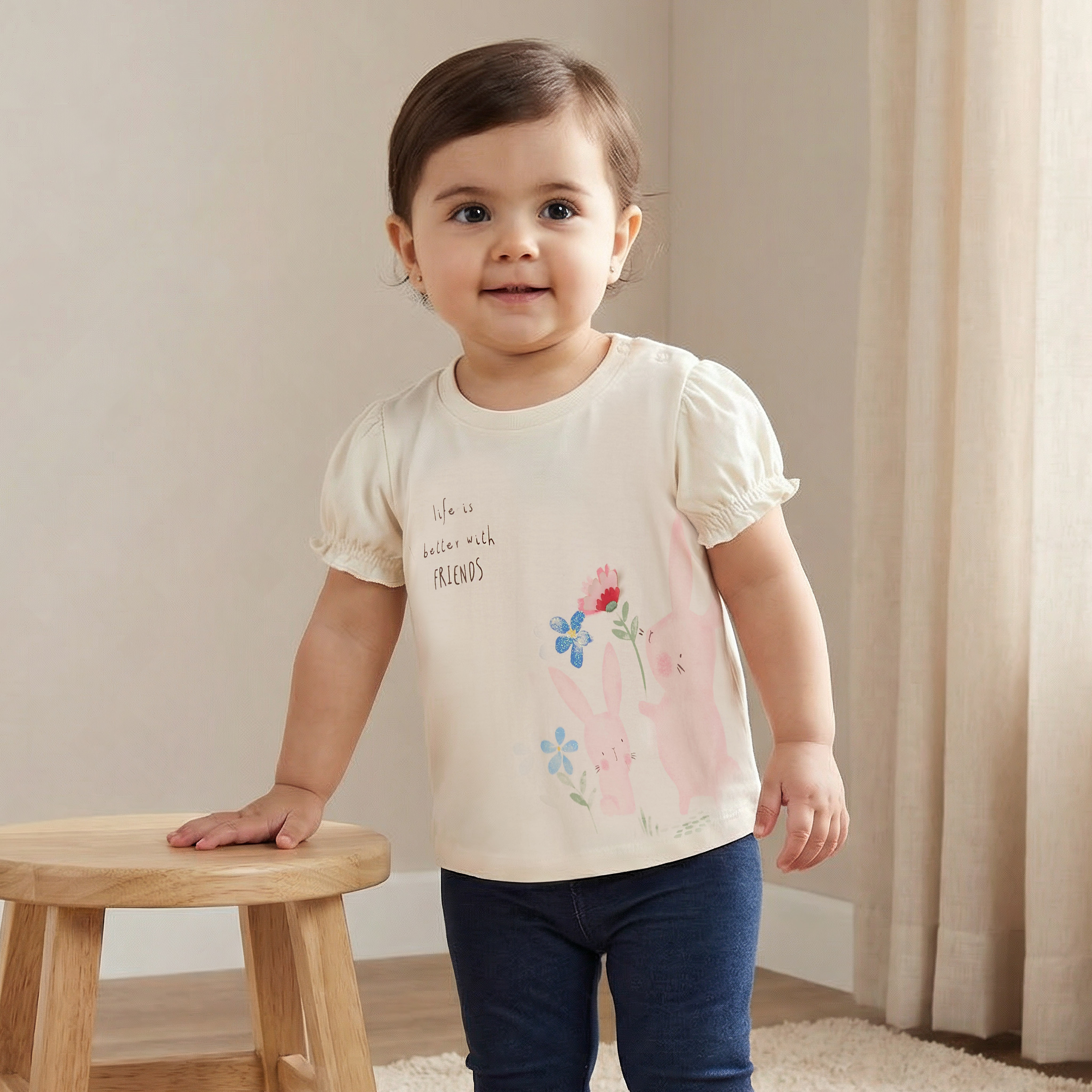 Pack of 3 Juniors Round Neck Short Sleeve T-shirt-baby-girls-clothing-tshirts-image-2