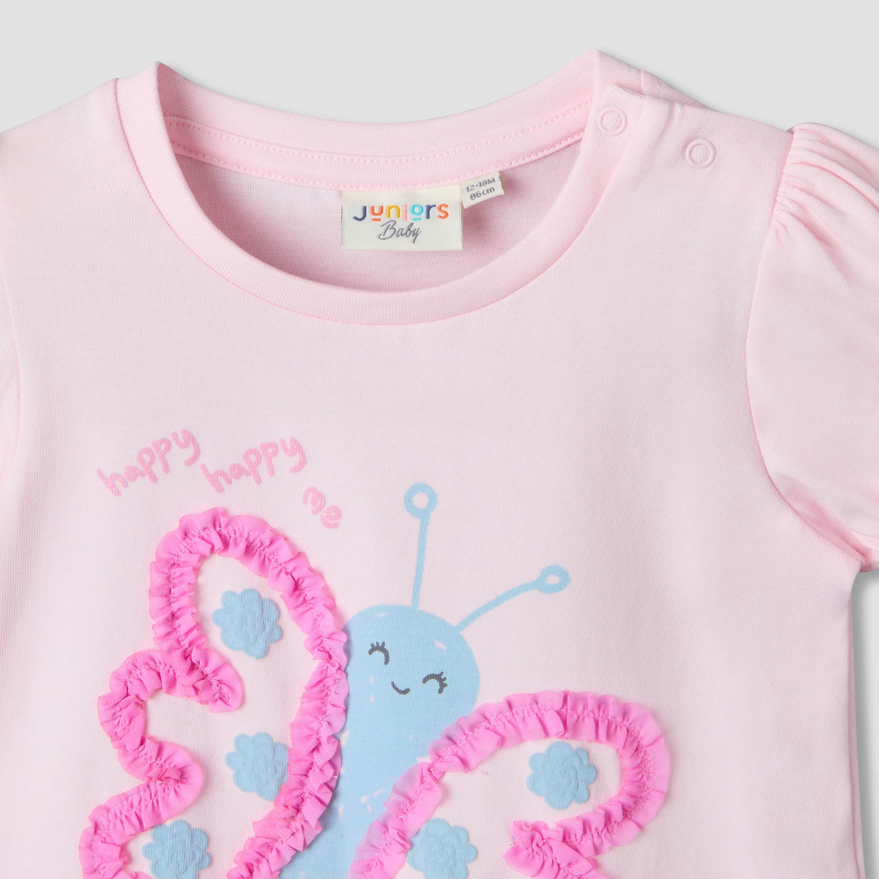 Pack of 2 Juniors Crew Neck Short Sleeves T-shirt with Assorted Design-baby-girls-clothing-tshirts-image-5