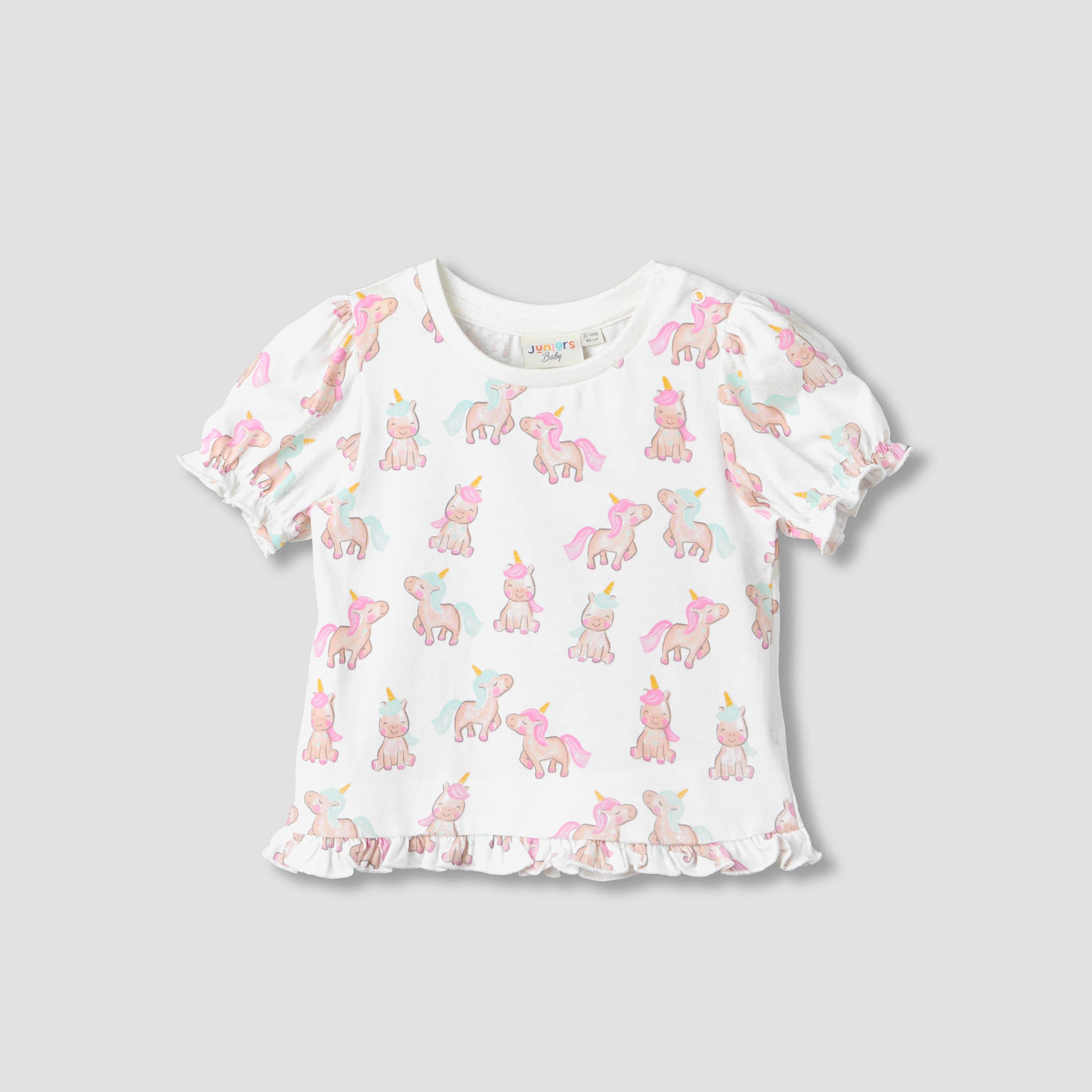 Pack of 2 Juniors Short Sleeves T-shirt with Ruffle Hem-baby-girls-clothing-tshirts-image-2