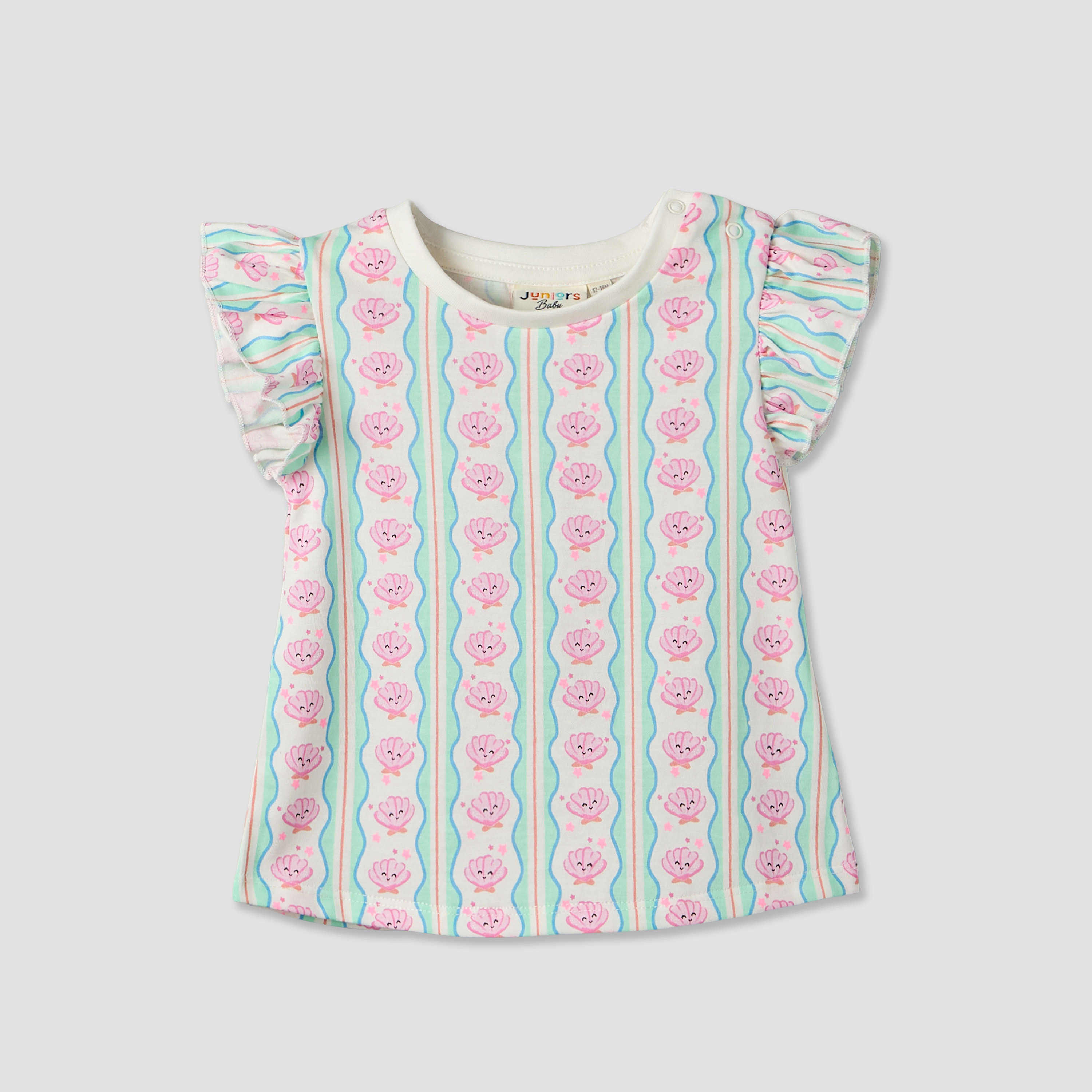 Pack of 3 Juniors Round Neck Short Sleeves T-shirt with Assorted Designs-baby-girls-clothing-tshirts-image-3