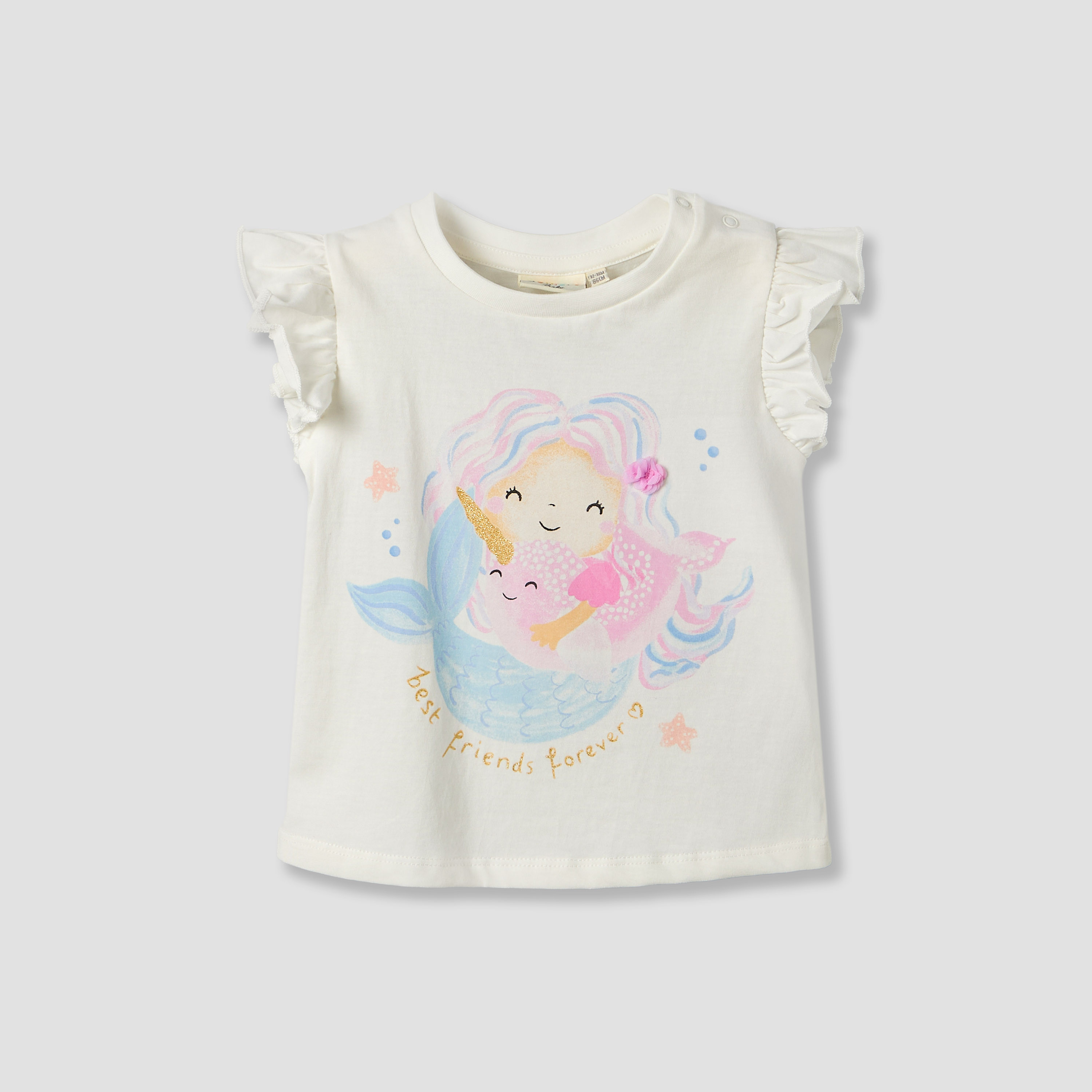 Pack of 3 Juniors Round Neck Short Sleeves T-shirt with Assorted Designs-baby-girls-clothing-tshirts-image-5