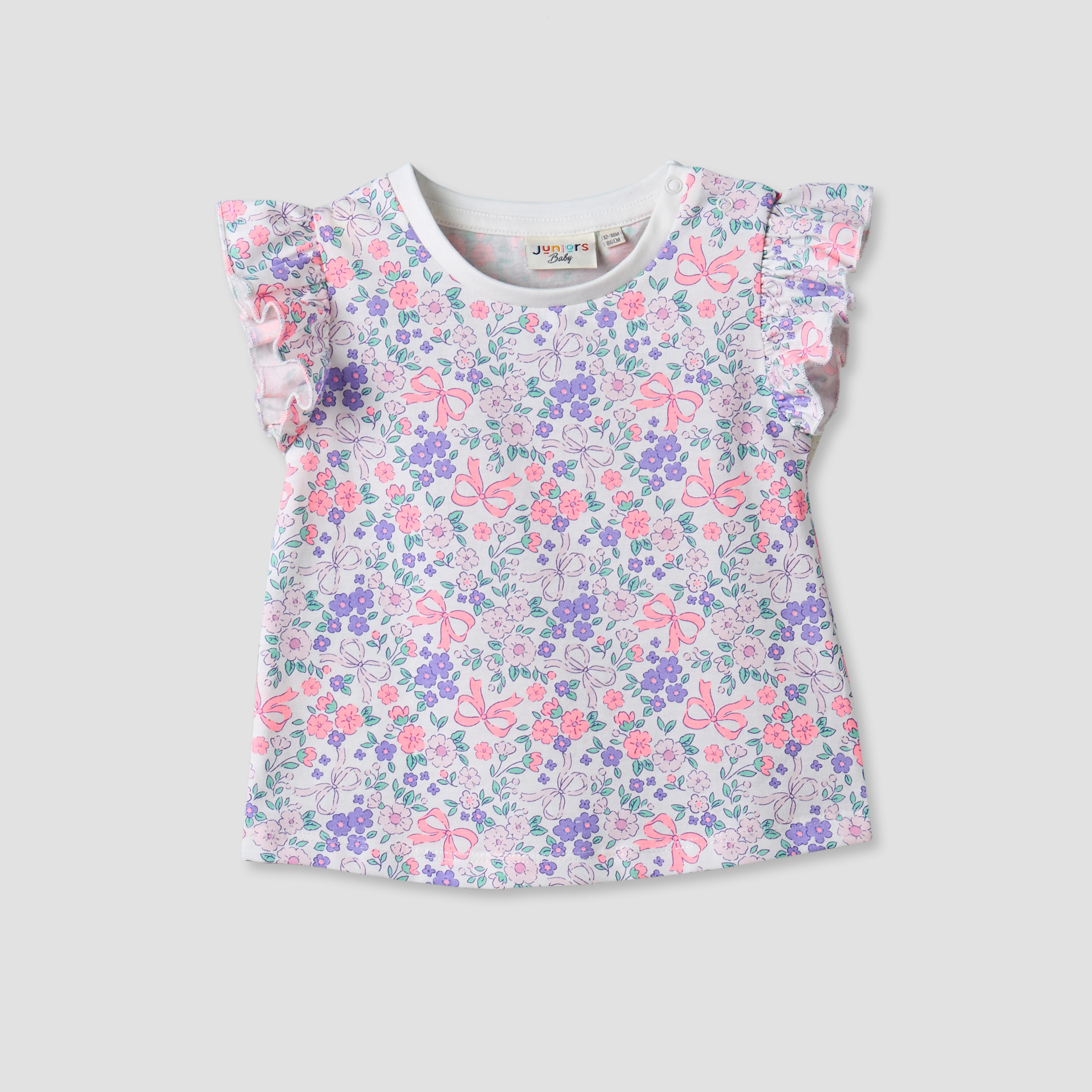 Pack of 3 Juniors Crew Neck T-shirt with Floral Print-baby-girls-clothing-tshirts-image-3
