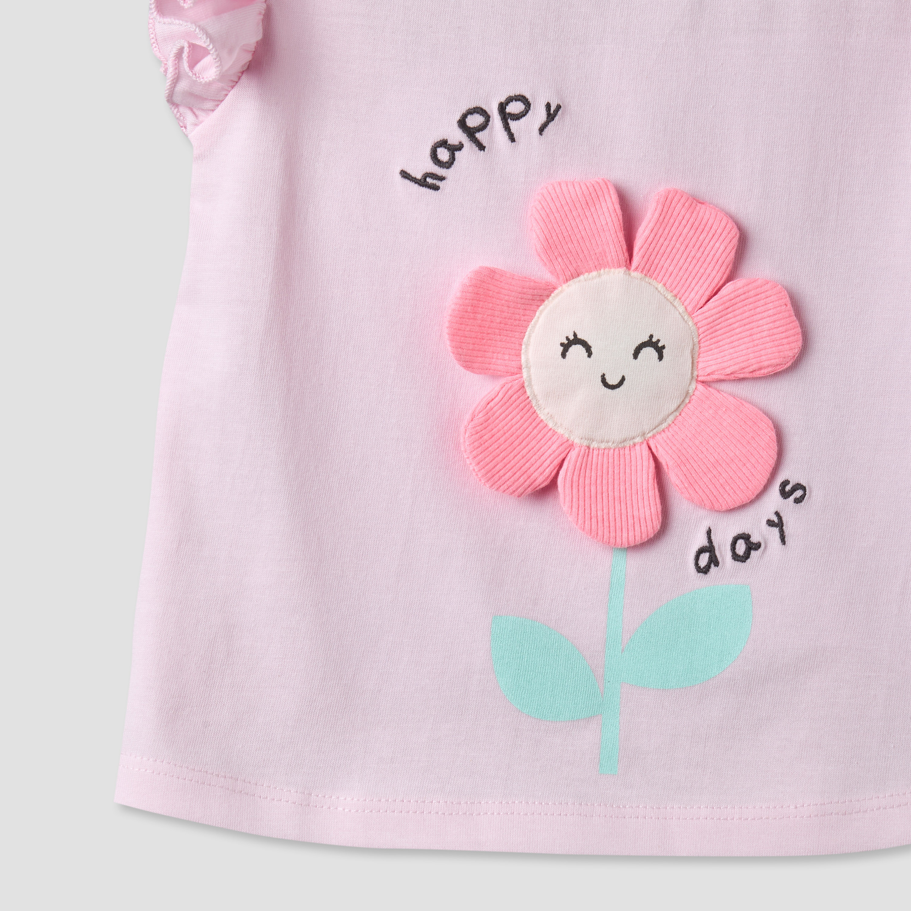 Pack of 3 Juniors Crew Neck T-shirt with Floral Print-baby-girls-clothing-tshirts-image-8