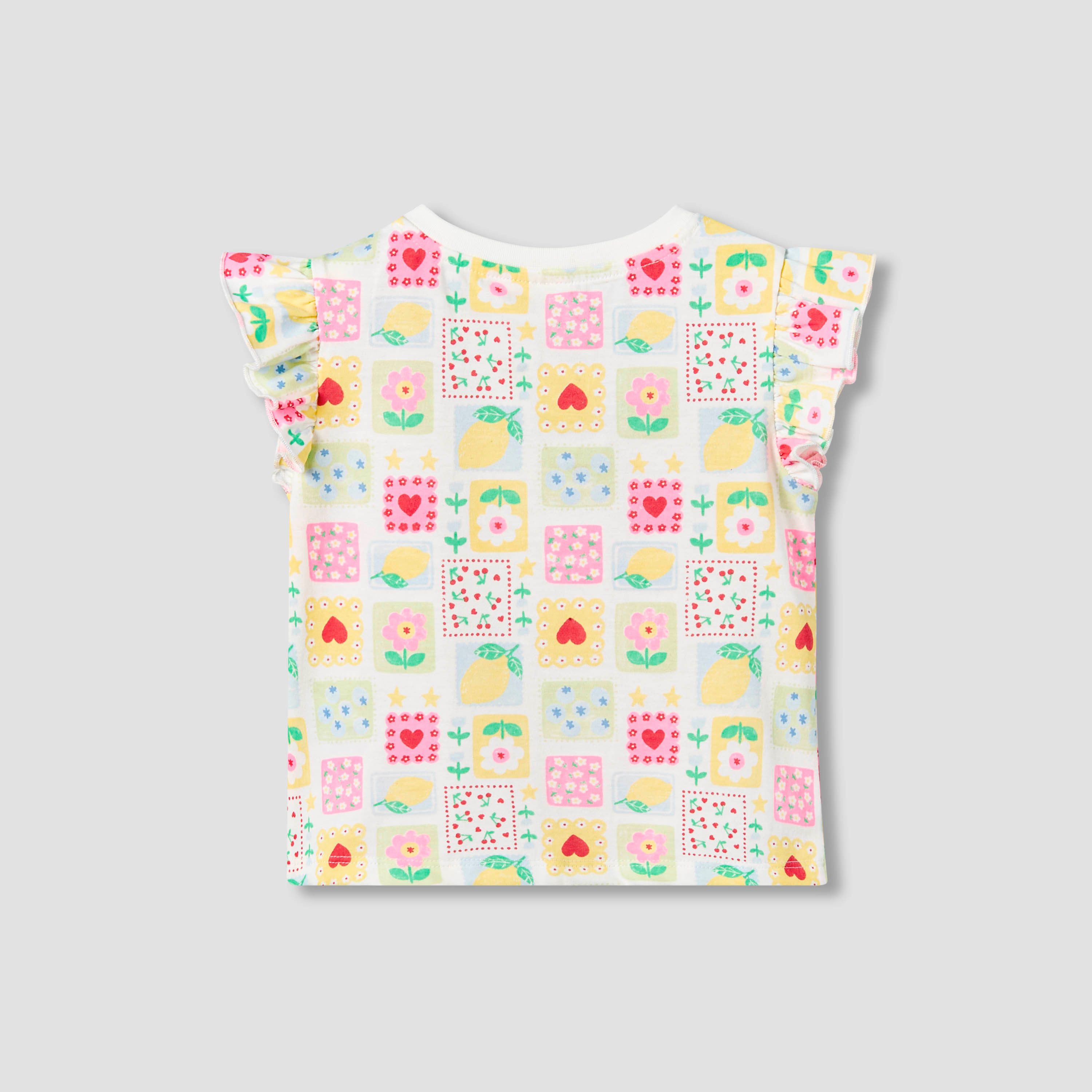Juniors Crew Neck Short Sleeves T-shirt with Tile Print-baby-girls-clothing-tshirts-image-2