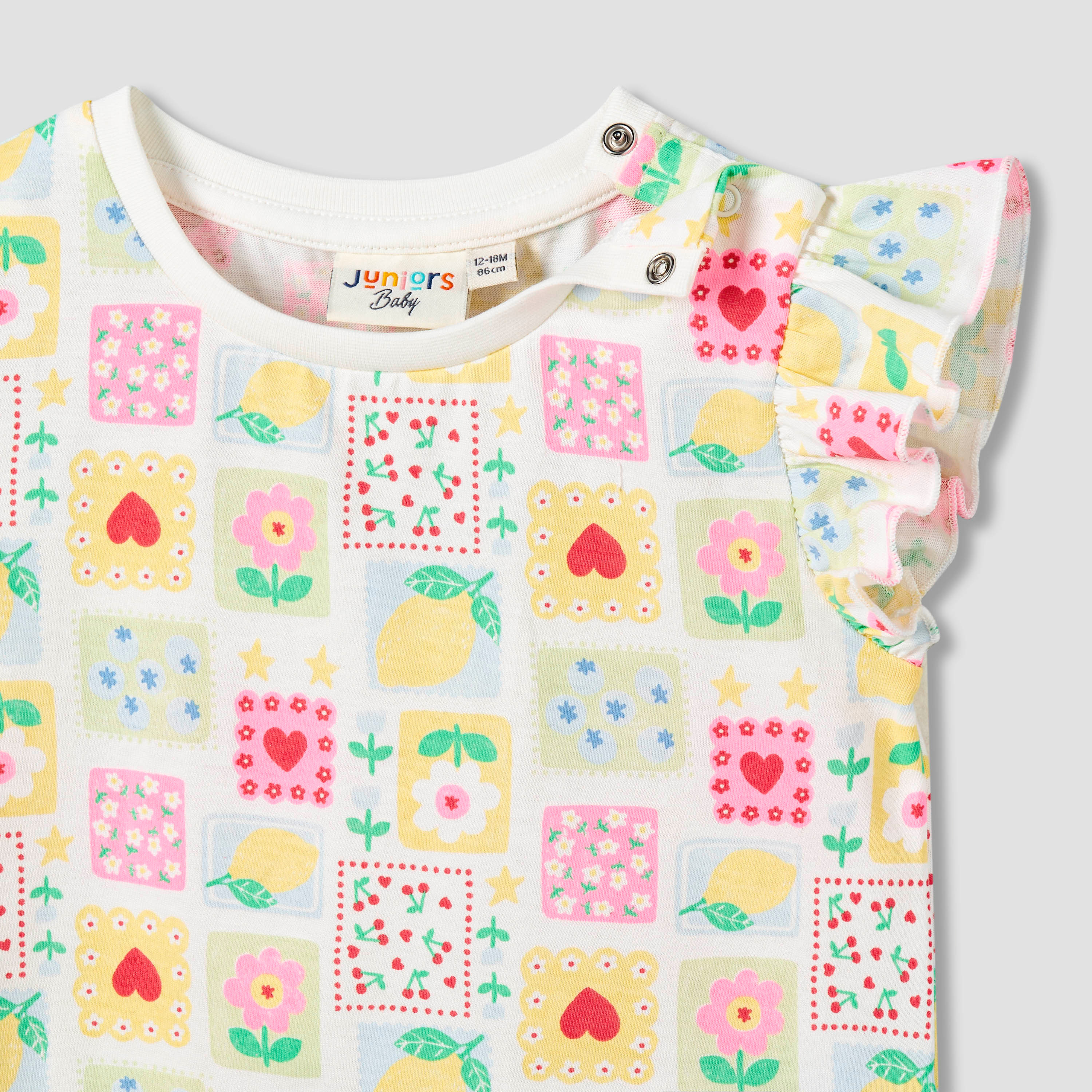 Juniors Crew Neck Short Sleeves T-shirt with Tile Print-baby-girls-clothing-tshirts-image-3