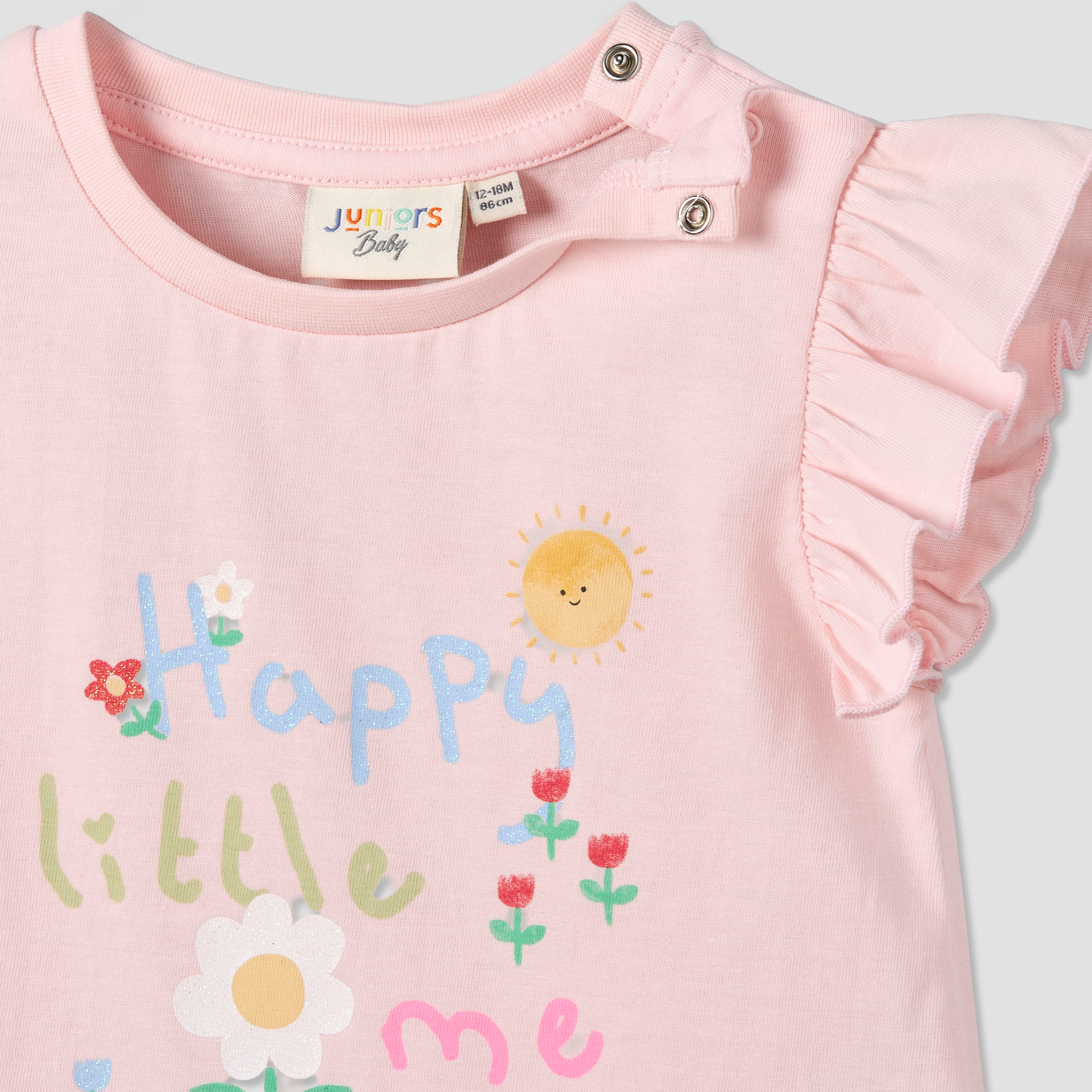 Juniors Crew Neck Sleeveless T-shirt with Slogan Print-baby-girls-clothing-tshirts-image-3