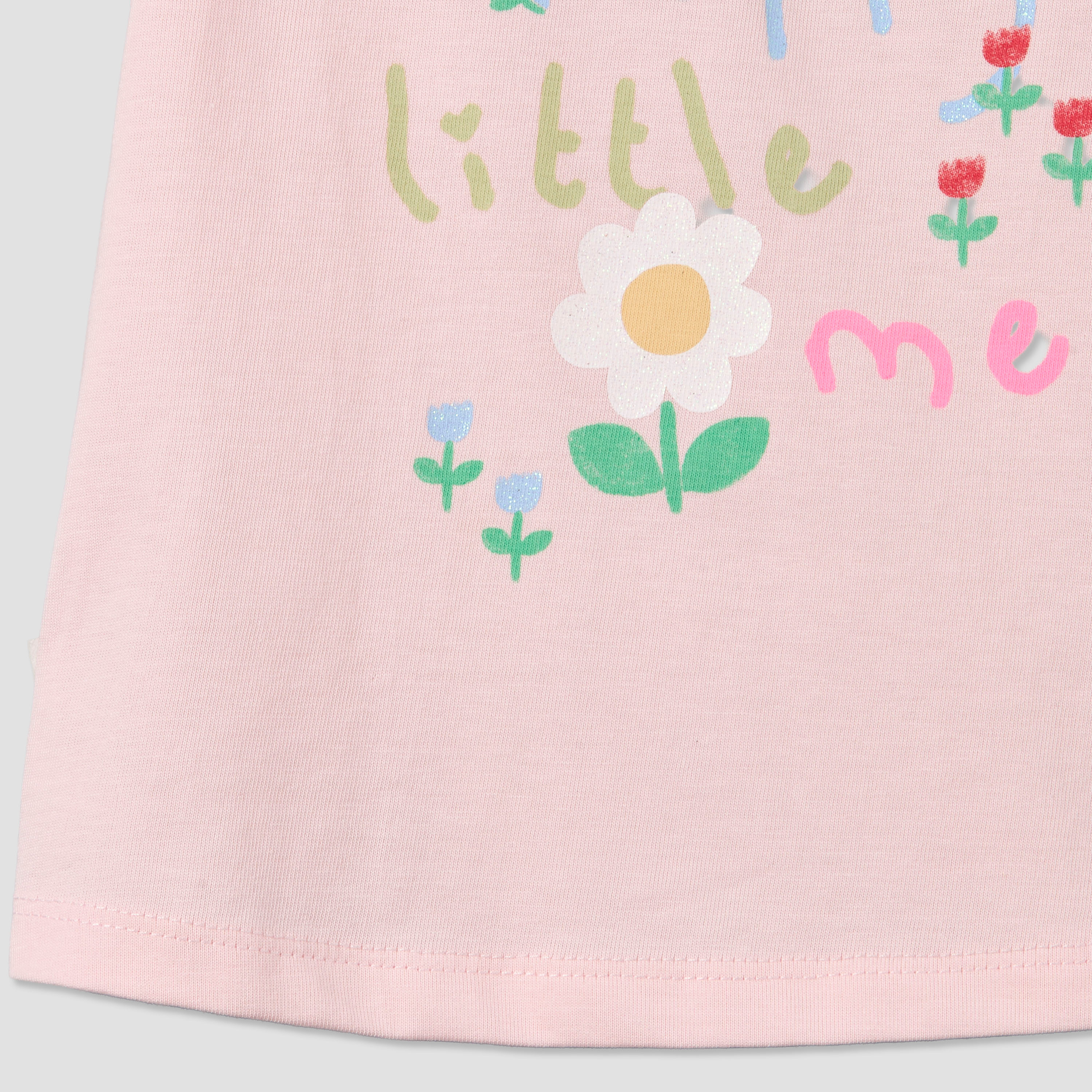 Juniors Crew Neck Sleeveless T-shirt with Slogan Print-baby-girls-clothing-tshirts-image-4