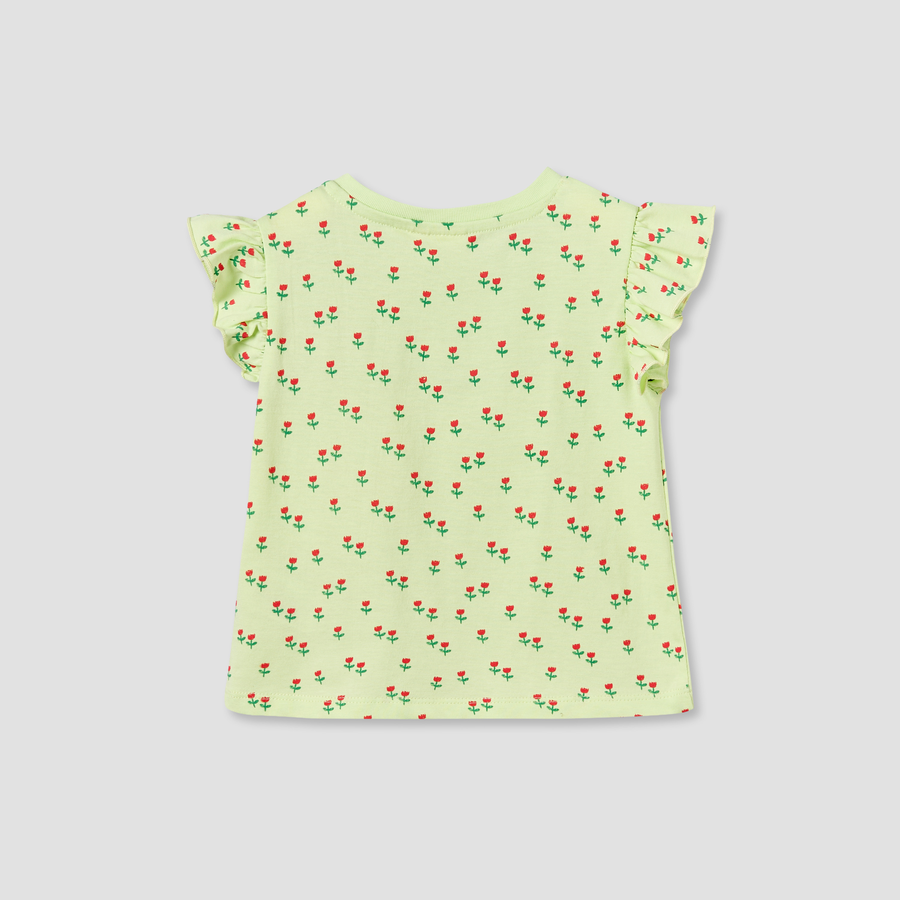 Juniors Round Neck Sleeveless T-shirt with Floral Print-baby-girls-clothing-tshirts-image-3