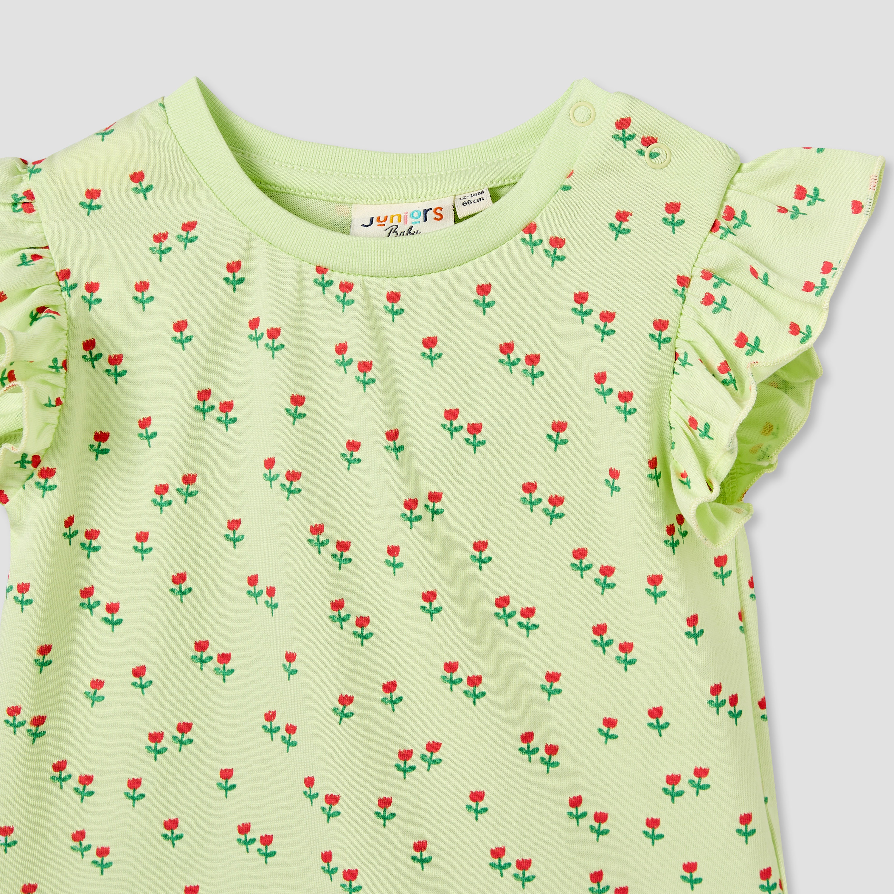 Juniors Round Neck Sleeveless T-shirt with Floral Print-baby-girls-clothing-tshirts-image-4