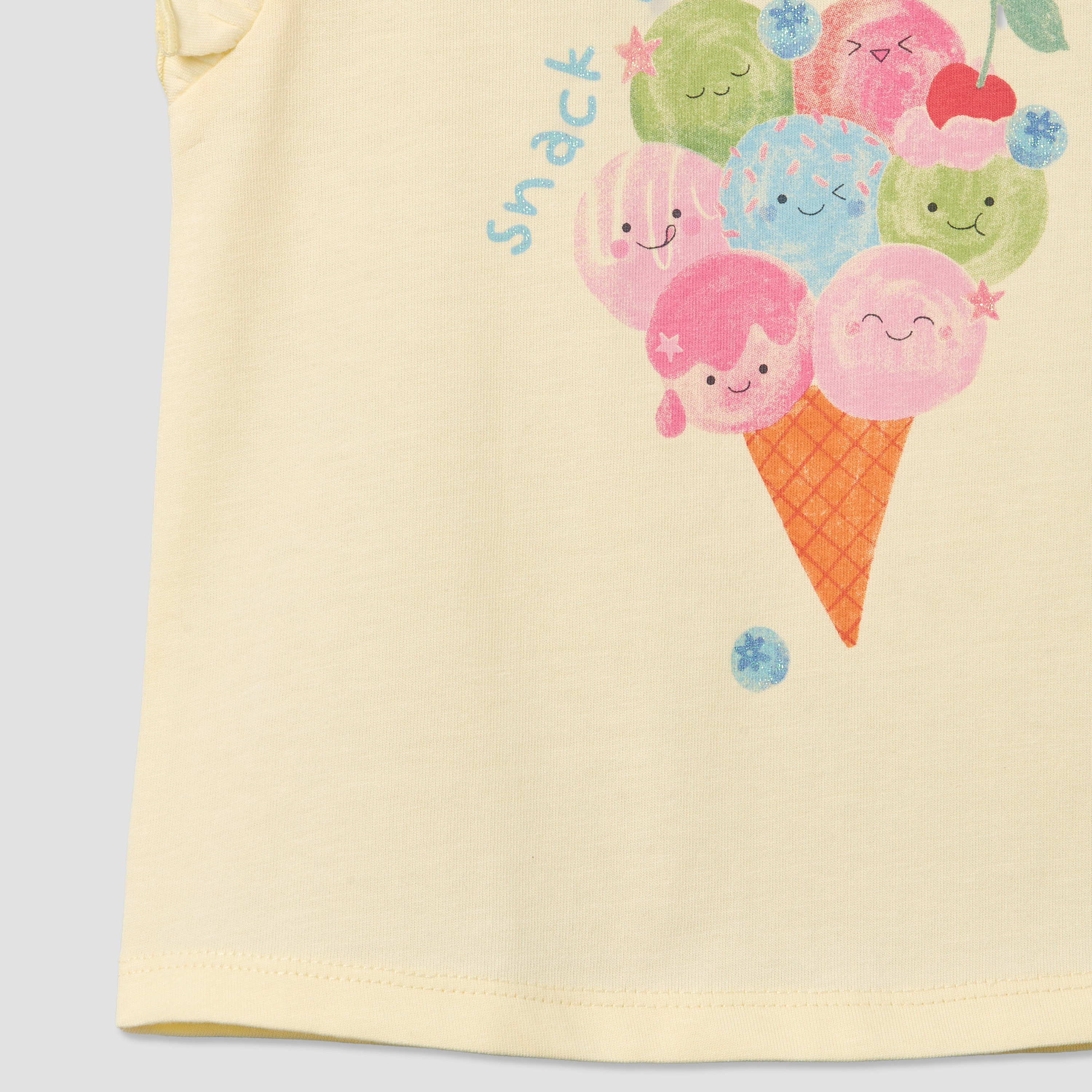 Juniors Round Neck Sleeveless T-shirt with Ice Cream Cone Print-baby-girls-clothing-tshirts-image-3