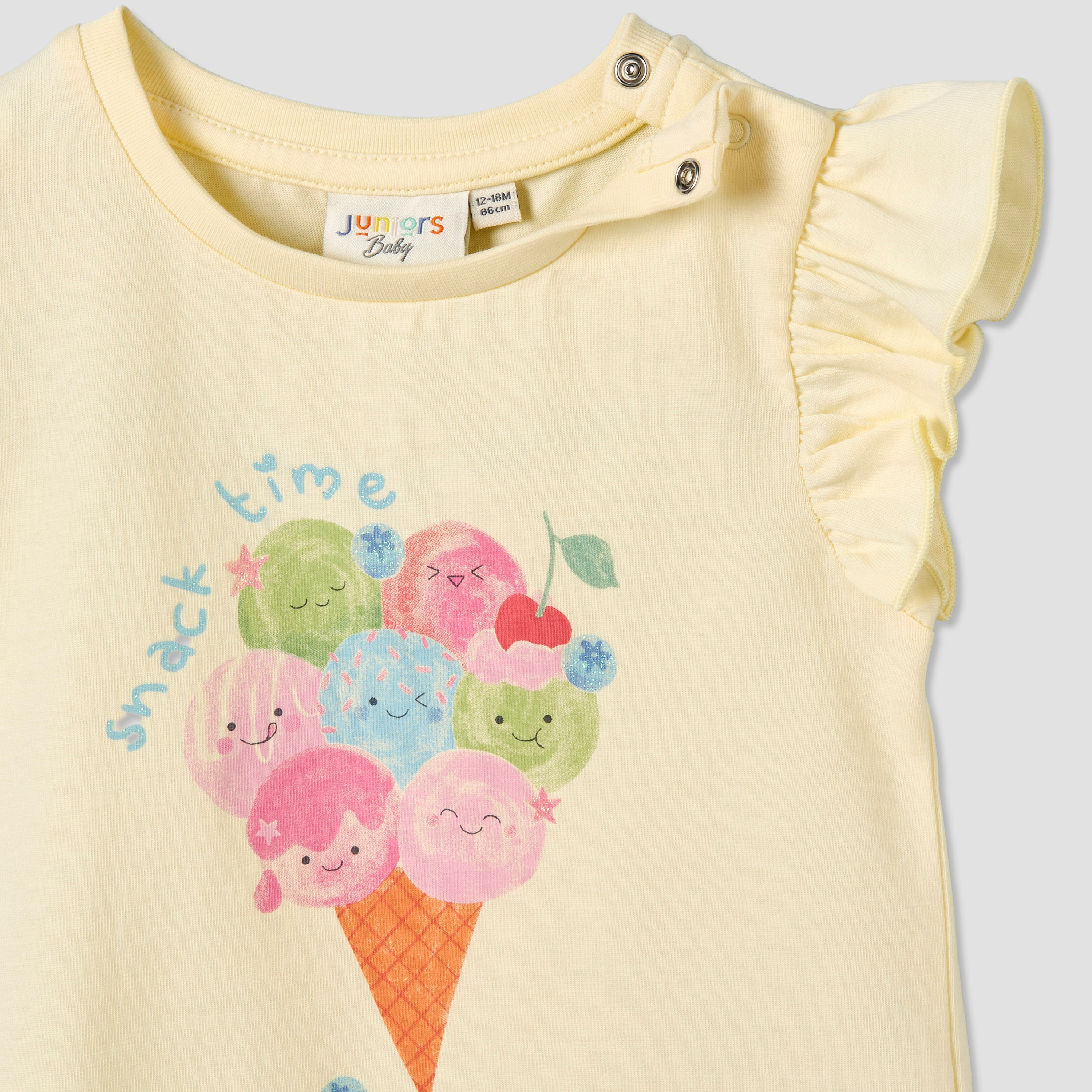 Juniors Round Neck Sleeveless T-shirt with Ice Cream Cone Print-baby-girls-clothing-tshirts-image-4