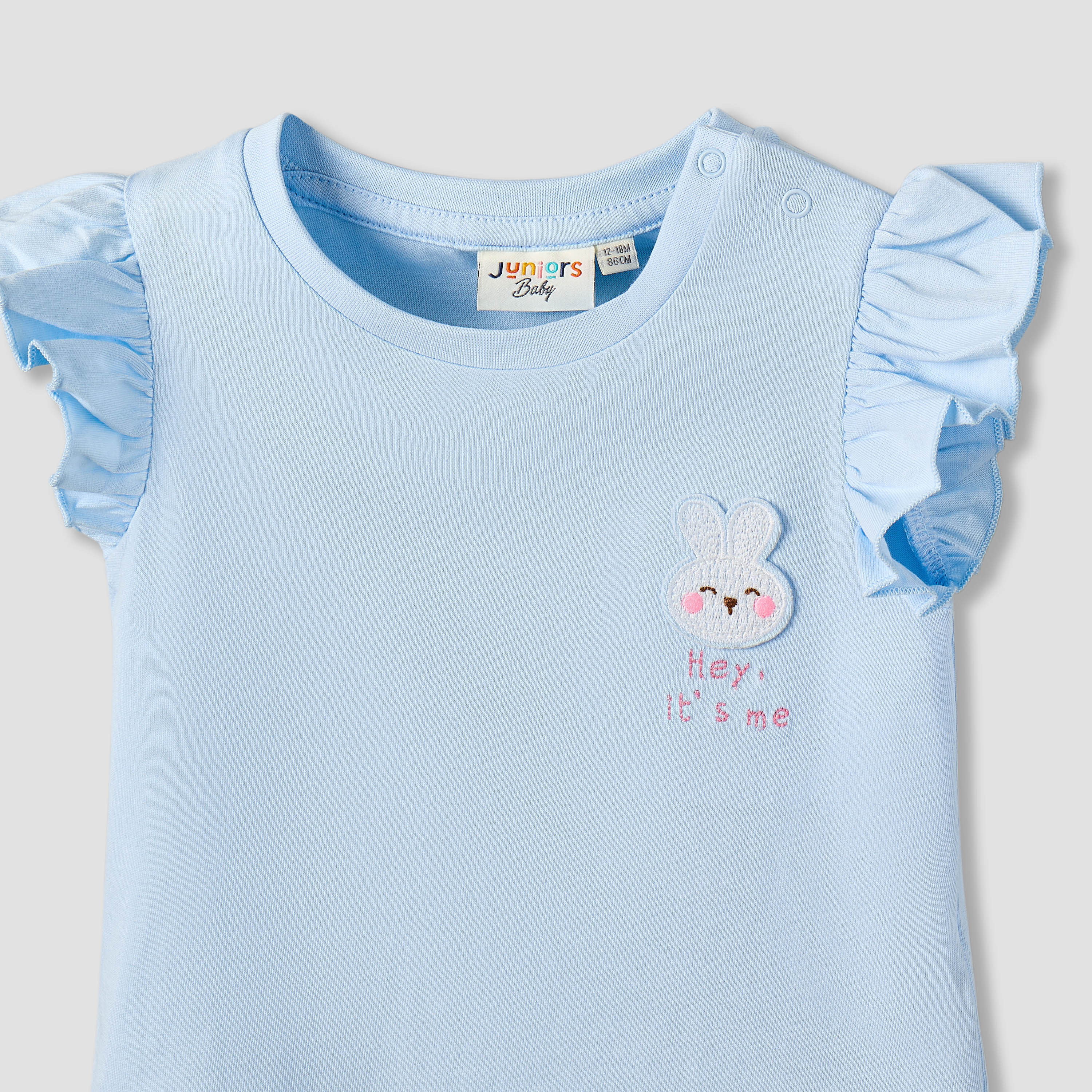 Juniors Crew Neck Sleeveless T-shirt with Bunny Applique-baby-girls-clothing-tshirts-image-3