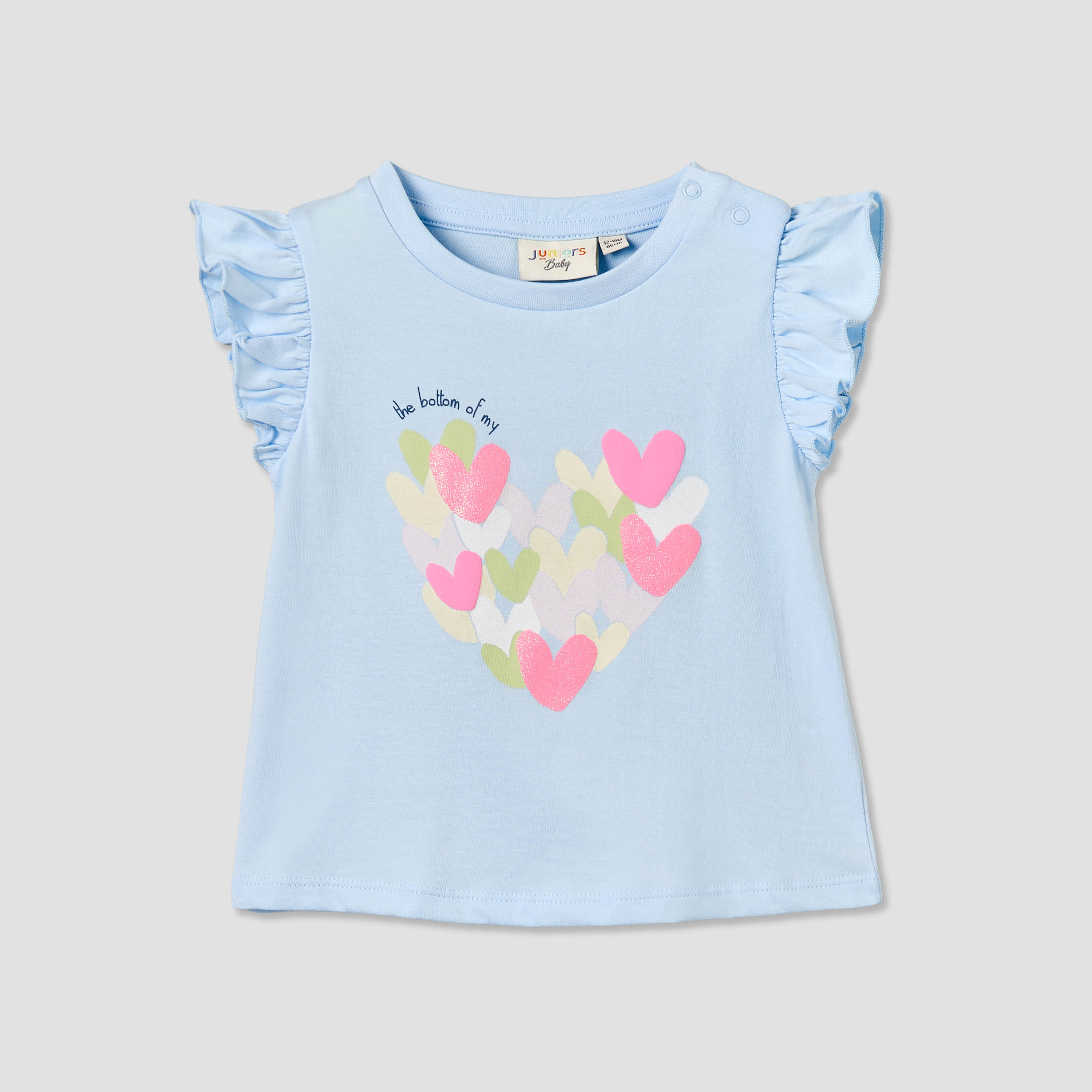 Juniors Crew Neck Sleeveless T-shirt with Heart Print-baby-girls-clothing-tshirts-image-1