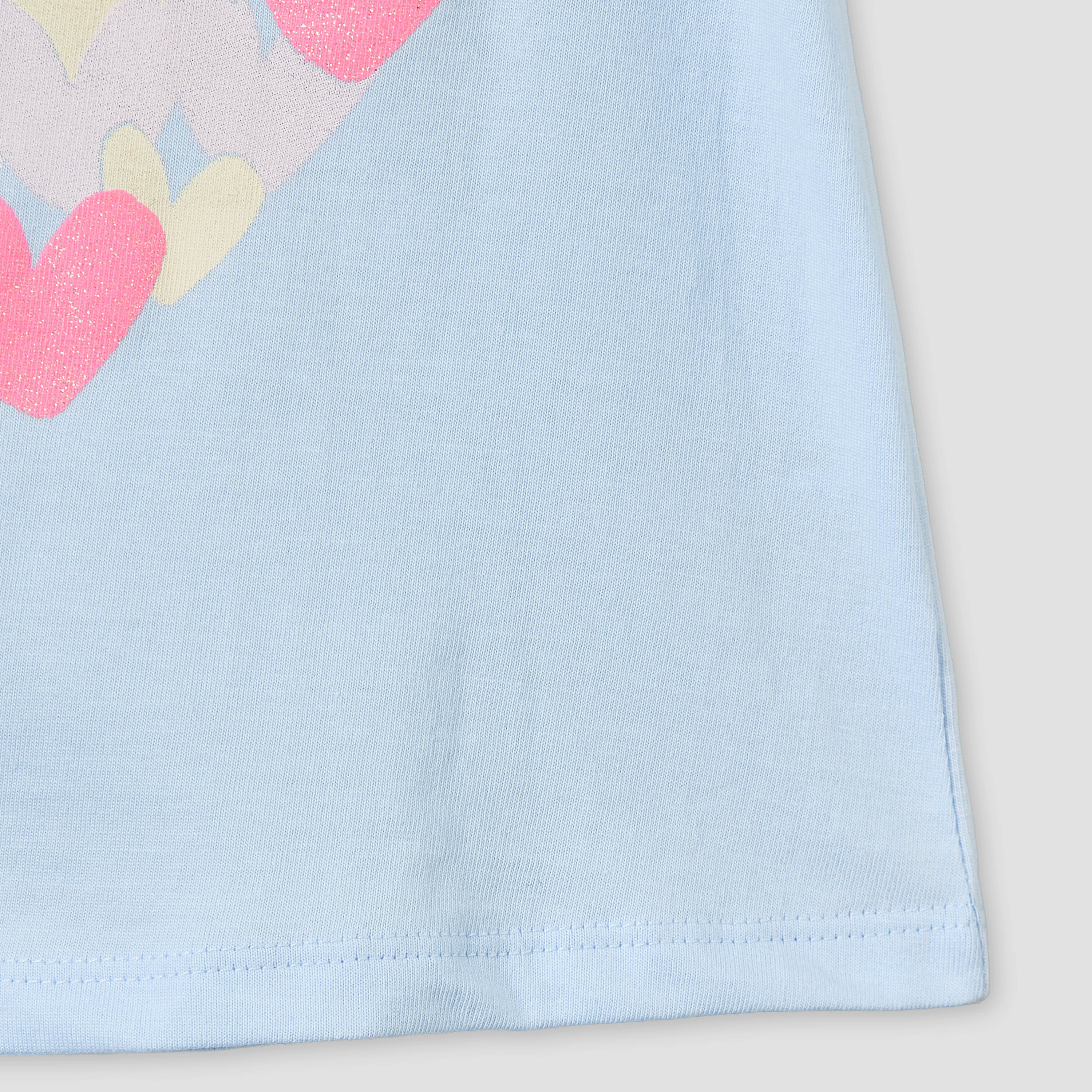Juniors Crew Neck Sleeveless T-shirt with Heart Print-baby-girls-clothing-tshirts-image-4