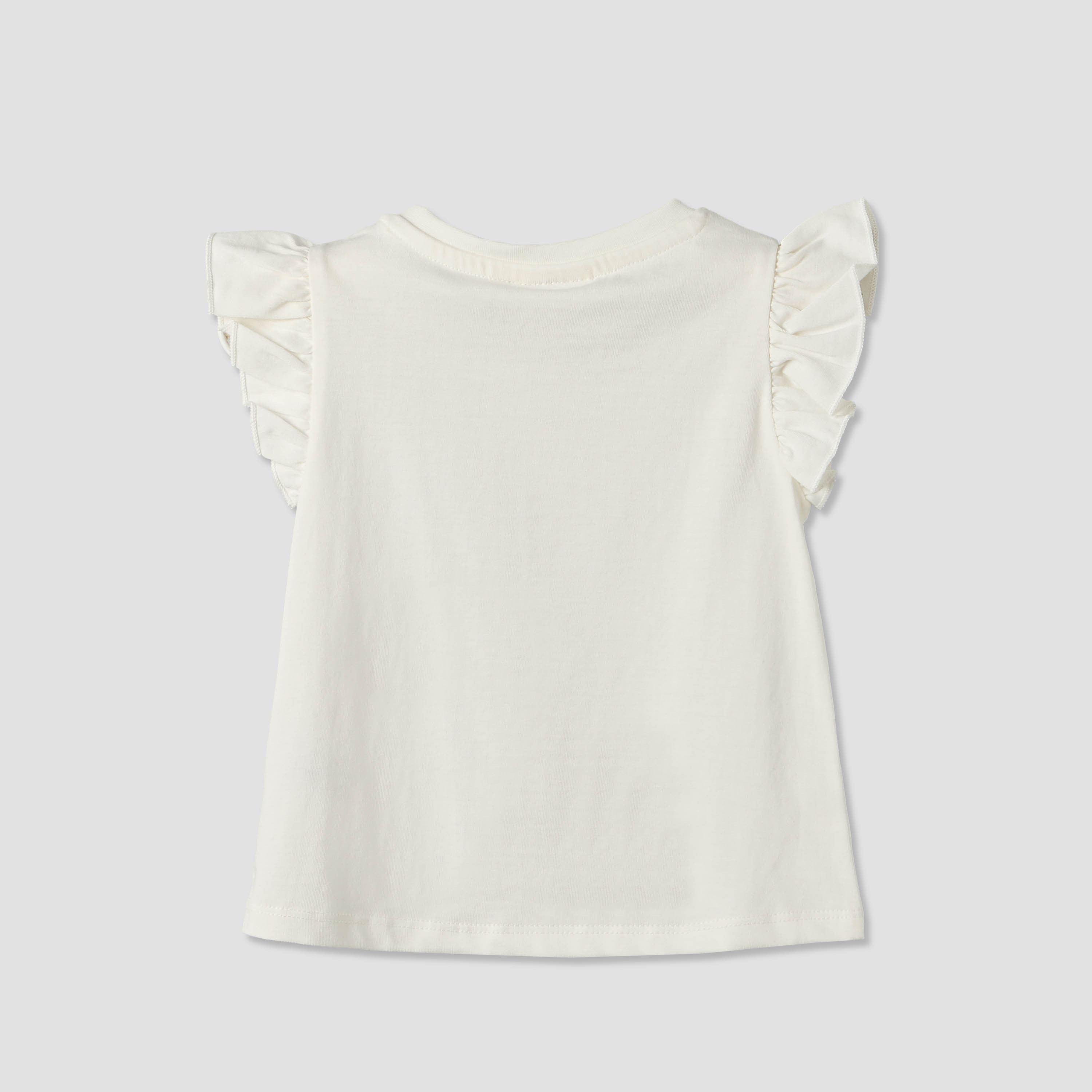 Juniors Round Neck Sleeveless T-shirt with Flower Applique-baby-girls-clothing-tshirts-image-2