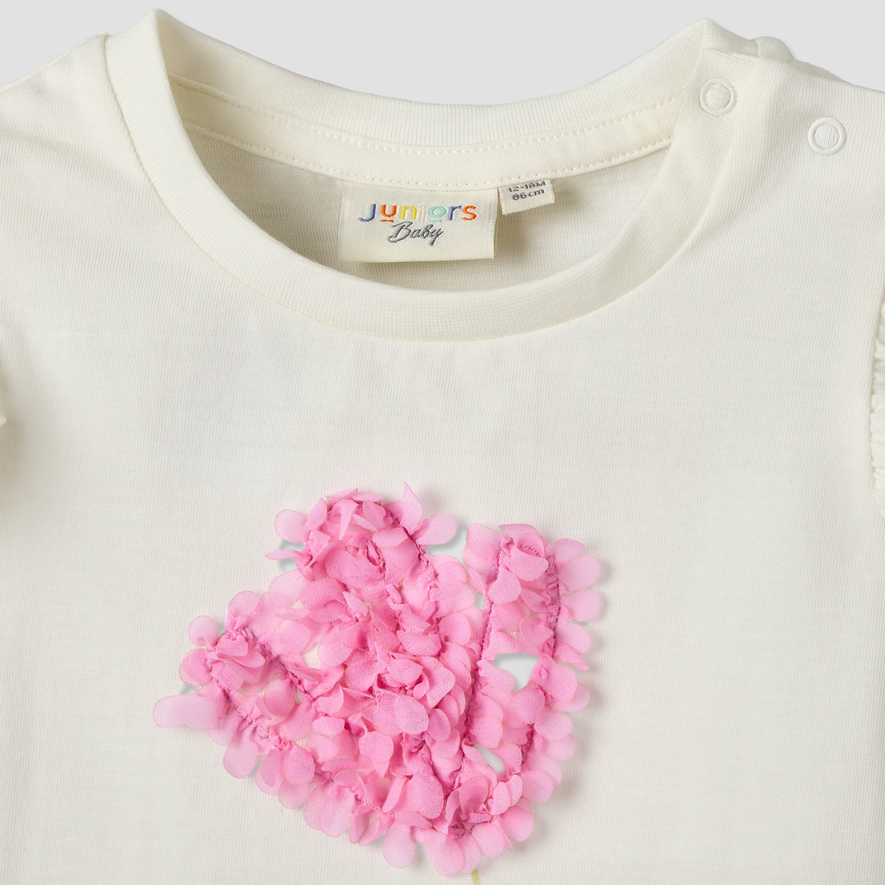 Juniors Round Neck Sleeveless T-shirt with Flower Applique-baby-girls-clothing-tshirts-image-3