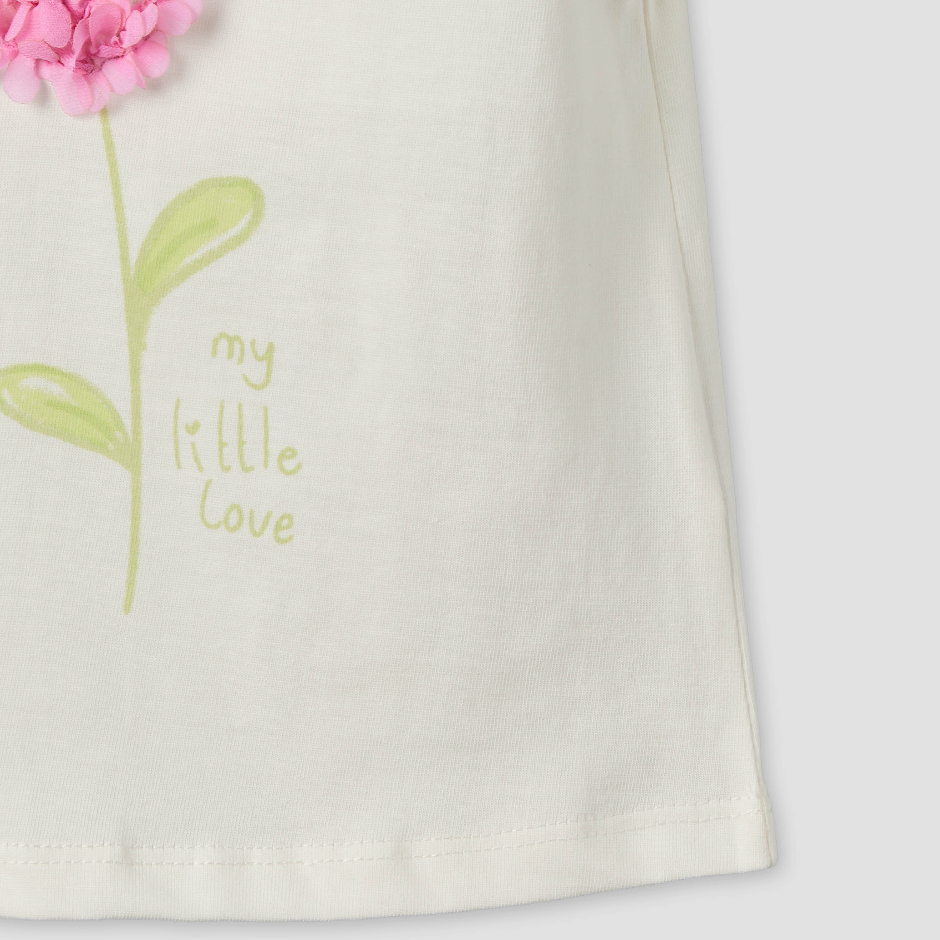 Juniors Round Neck Sleeveless T-shirt with Flower Applique-baby-girls-clothing-tshirts-image-4