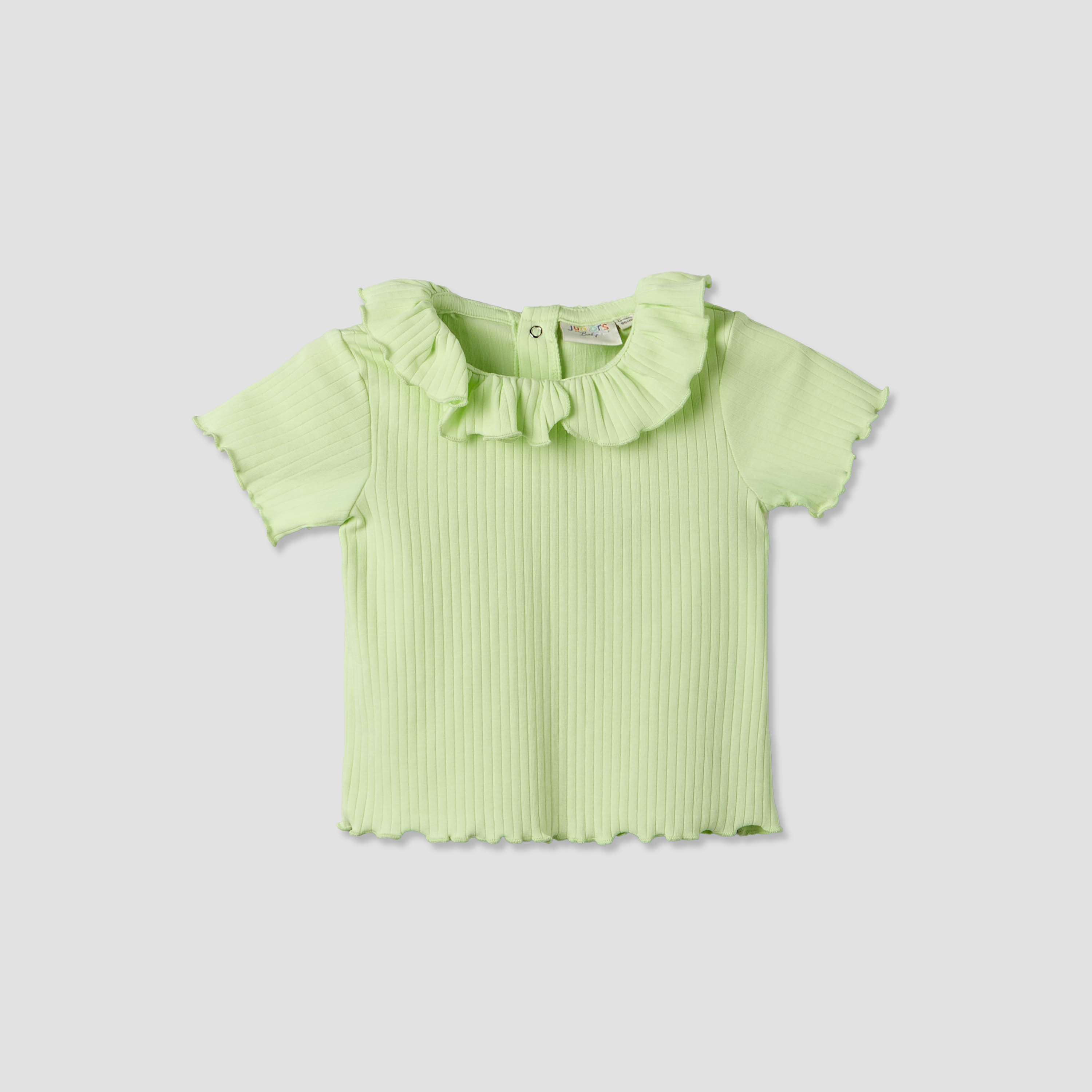 Juniors Round Neck Short Sleeves T-shirt with Ribbed Design-baby-girls-clothing-tshirts-image-1