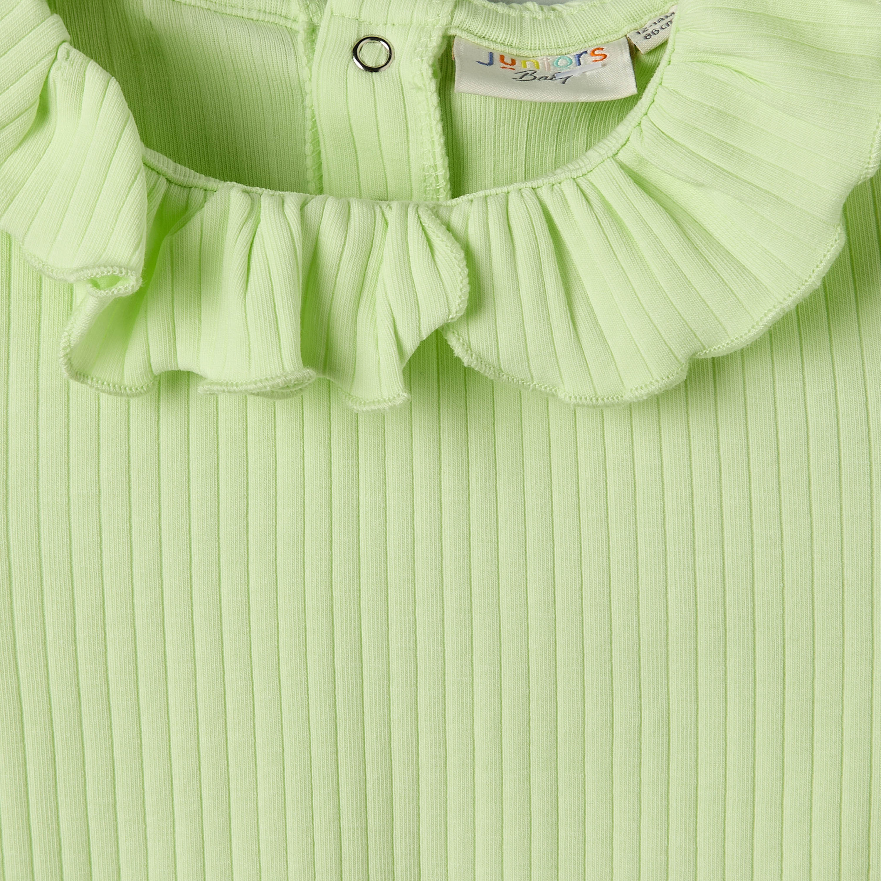 Juniors Round Neck Short Sleeves T-shirt with Ribbed Design-baby-girls-clothing-tshirts-image-3