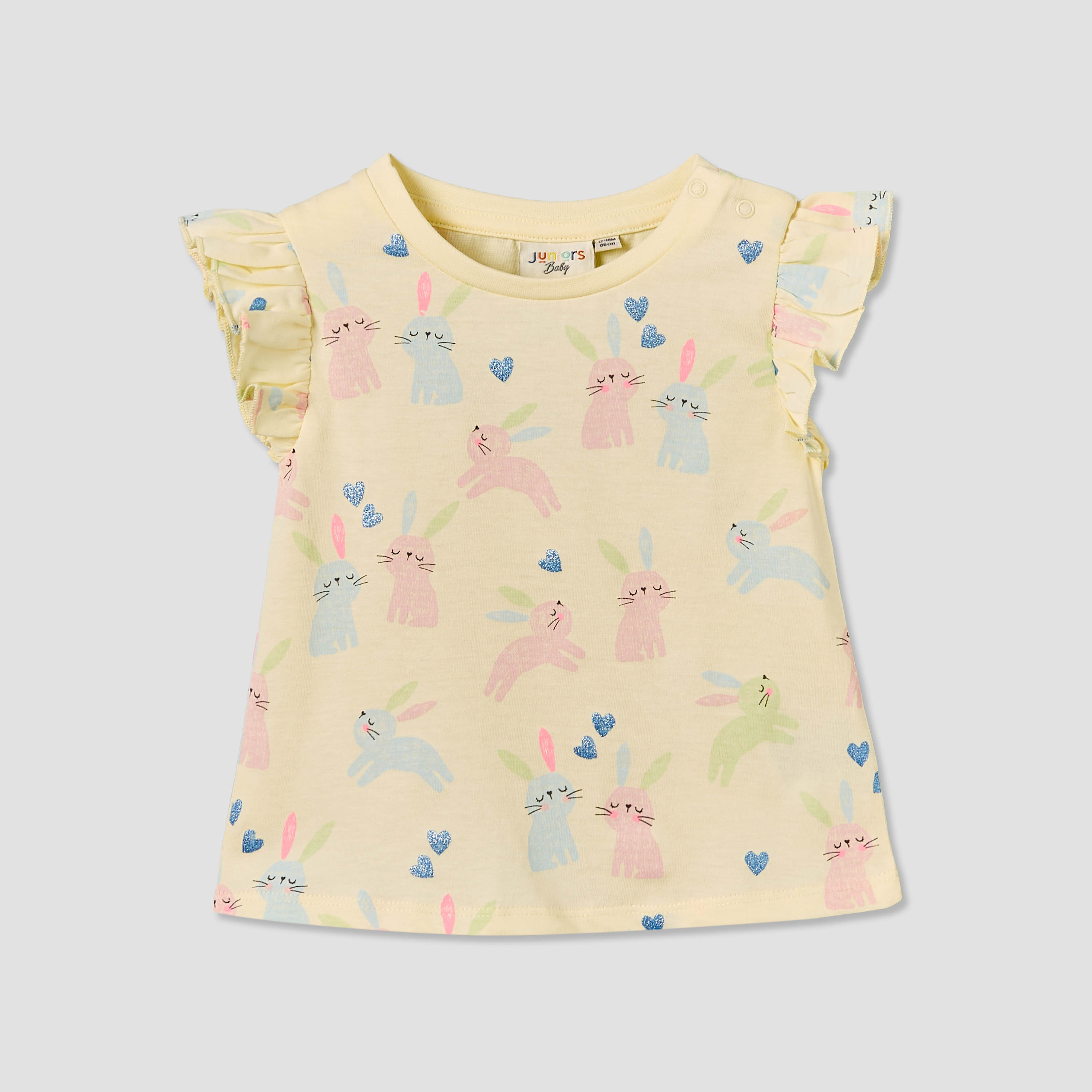 Juniors Crew Neck Sleeveless T-shirt with Bunny Print-baby-girls-clothing-tshirts-image-1