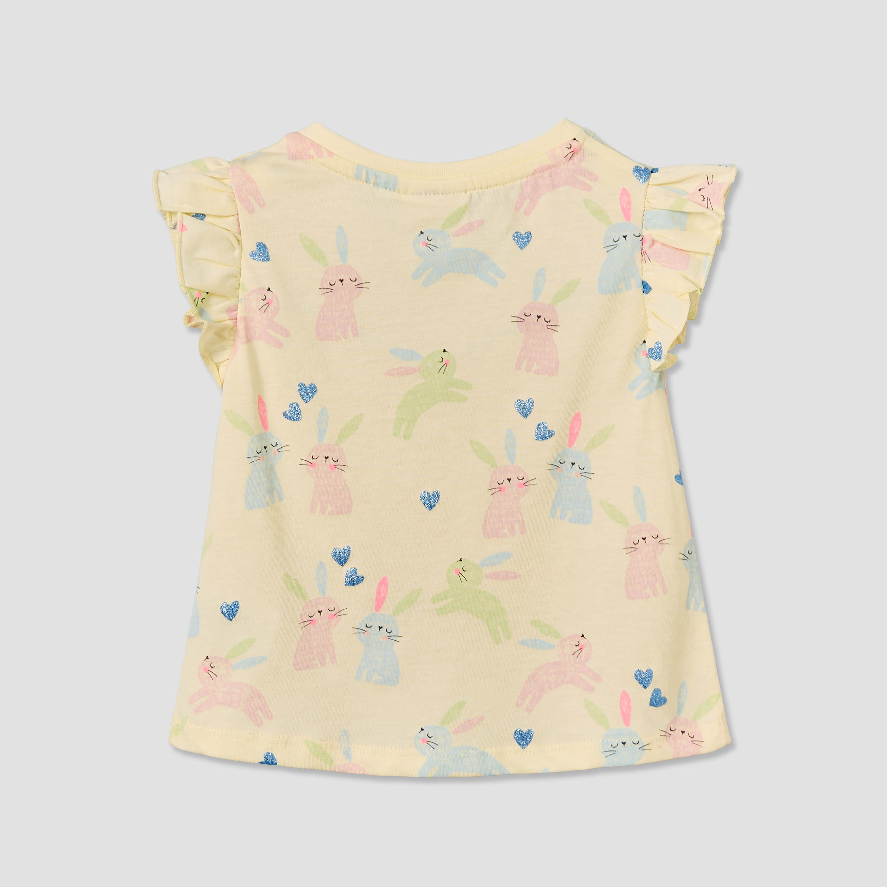 Juniors Crew Neck Sleeveless T-shirt with Bunny Print-baby-girls-clothing-tshirts-image-2
