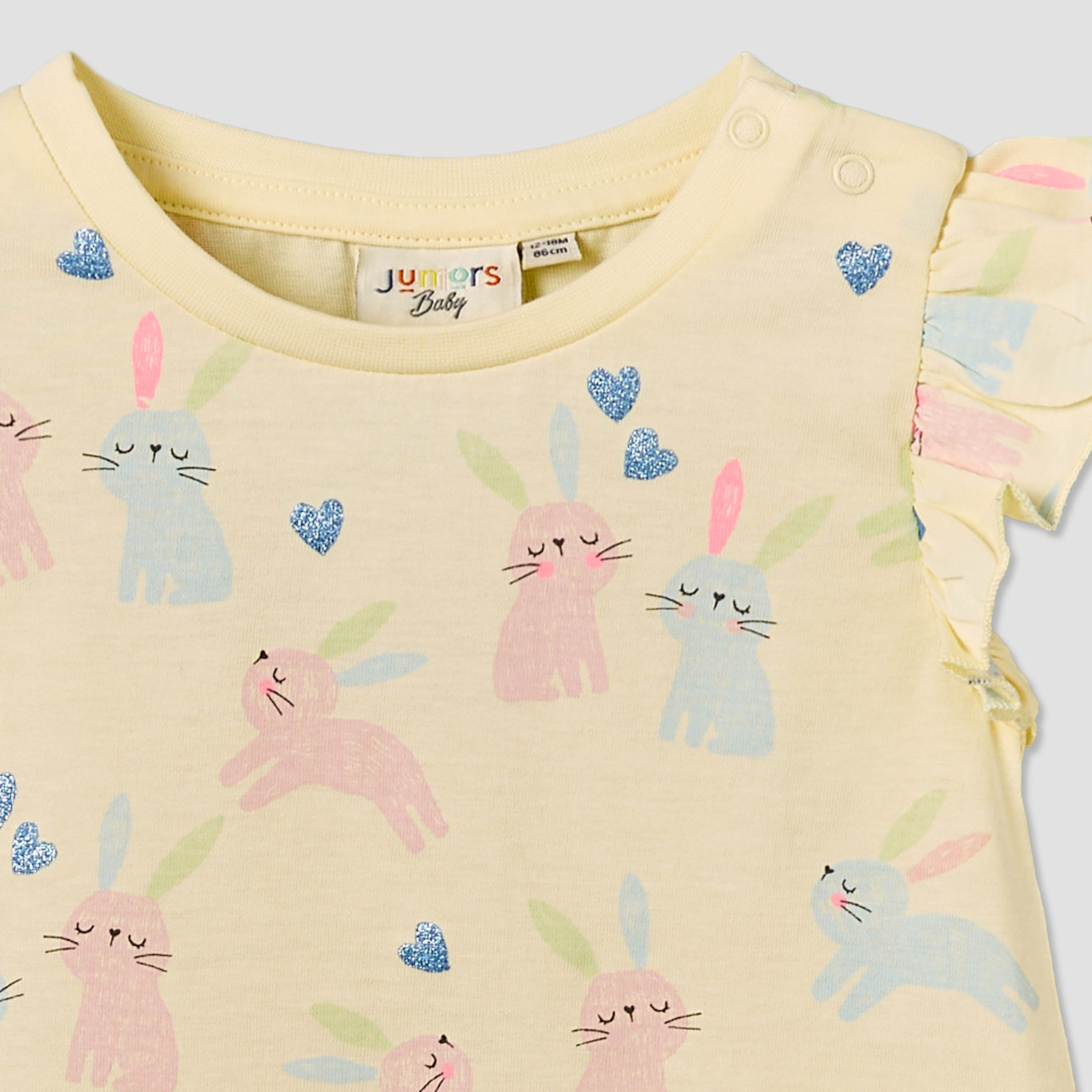 Juniors Crew Neck Sleeveless T-shirt with Bunny Print-baby-girls-clothing-tshirts-image-3