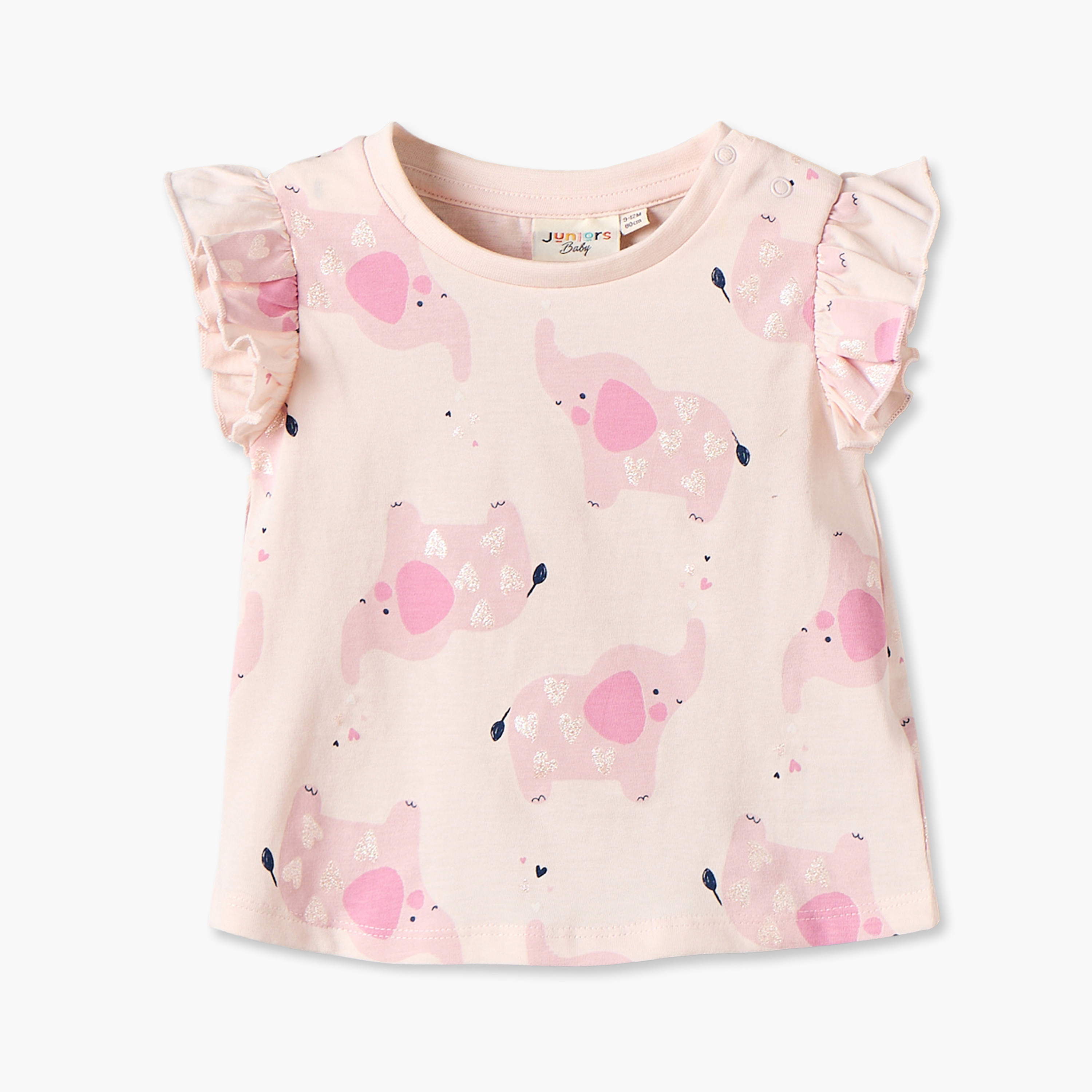 تيشيرت بياقة ضيقة وأكمام قصيرة وطبعات من جونيورز-baby-girls-clothing-tshirts-image-2