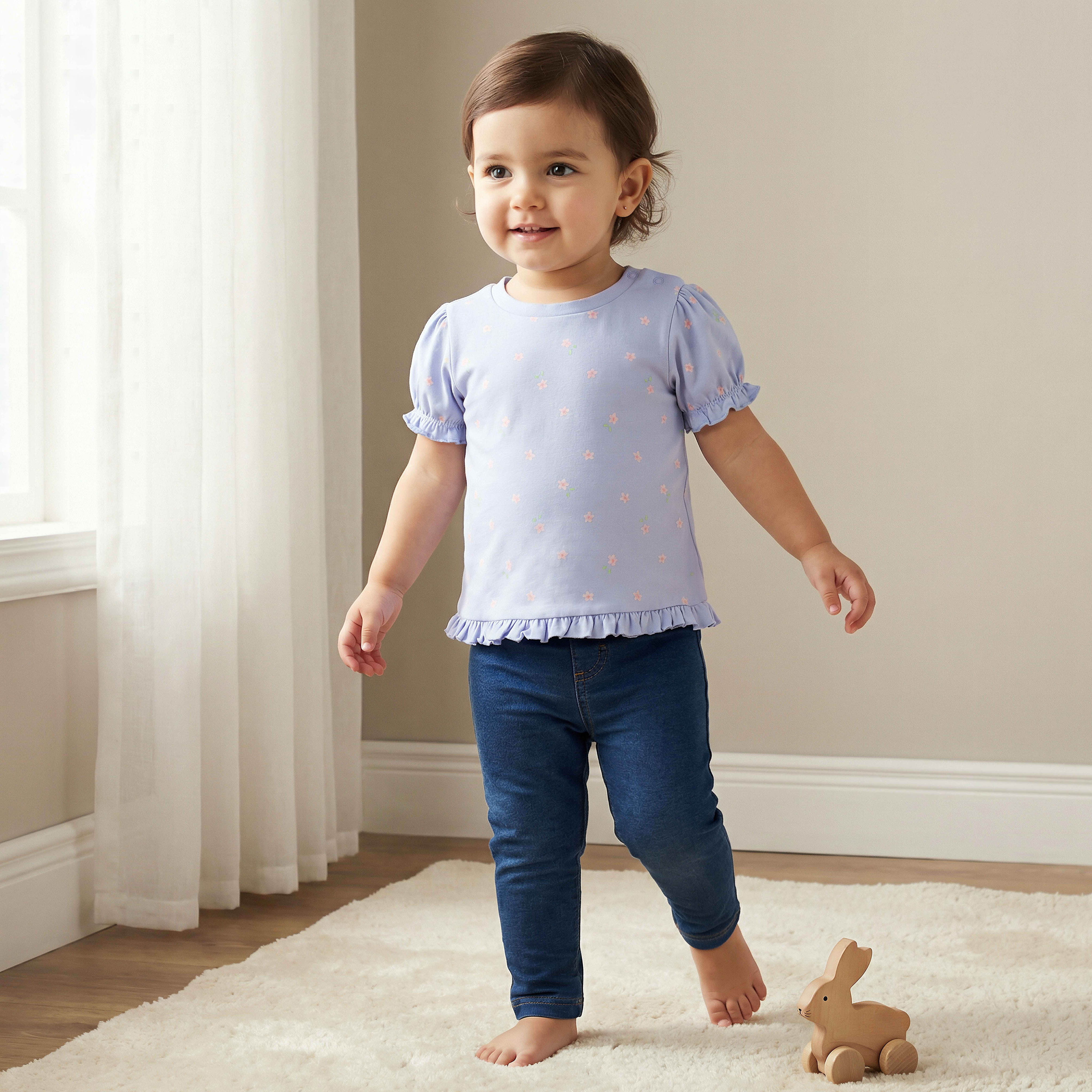 Pack of 2 Juniors Crew Neck Short Sleeves T-shirt with Prints-baby-girls-clothing-tshirts-image-2