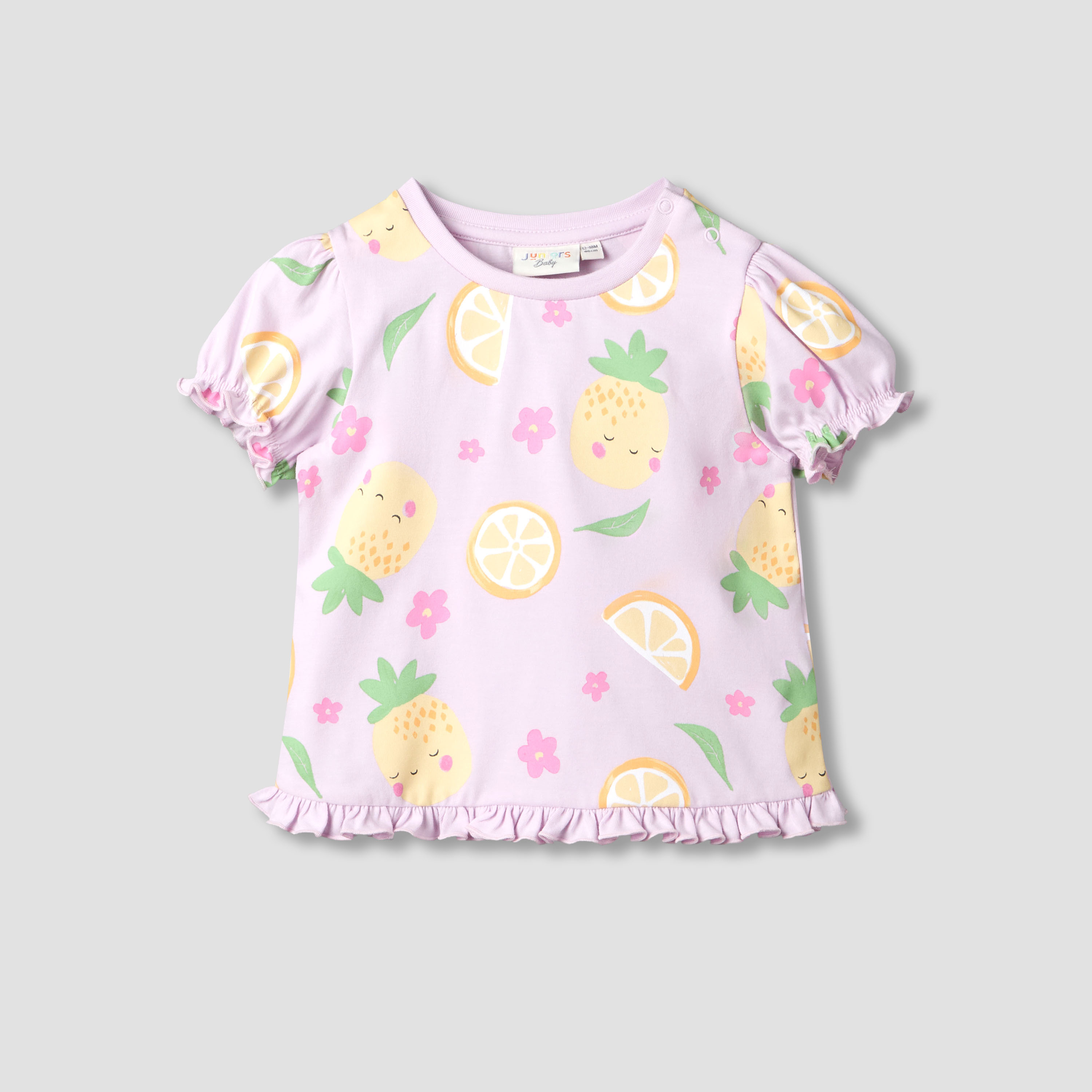 Pack of 2 Juniors Crew Neck Short Sleeves T-shirt with Fruit Print-baby-girls-clothing-tshirts-image-3