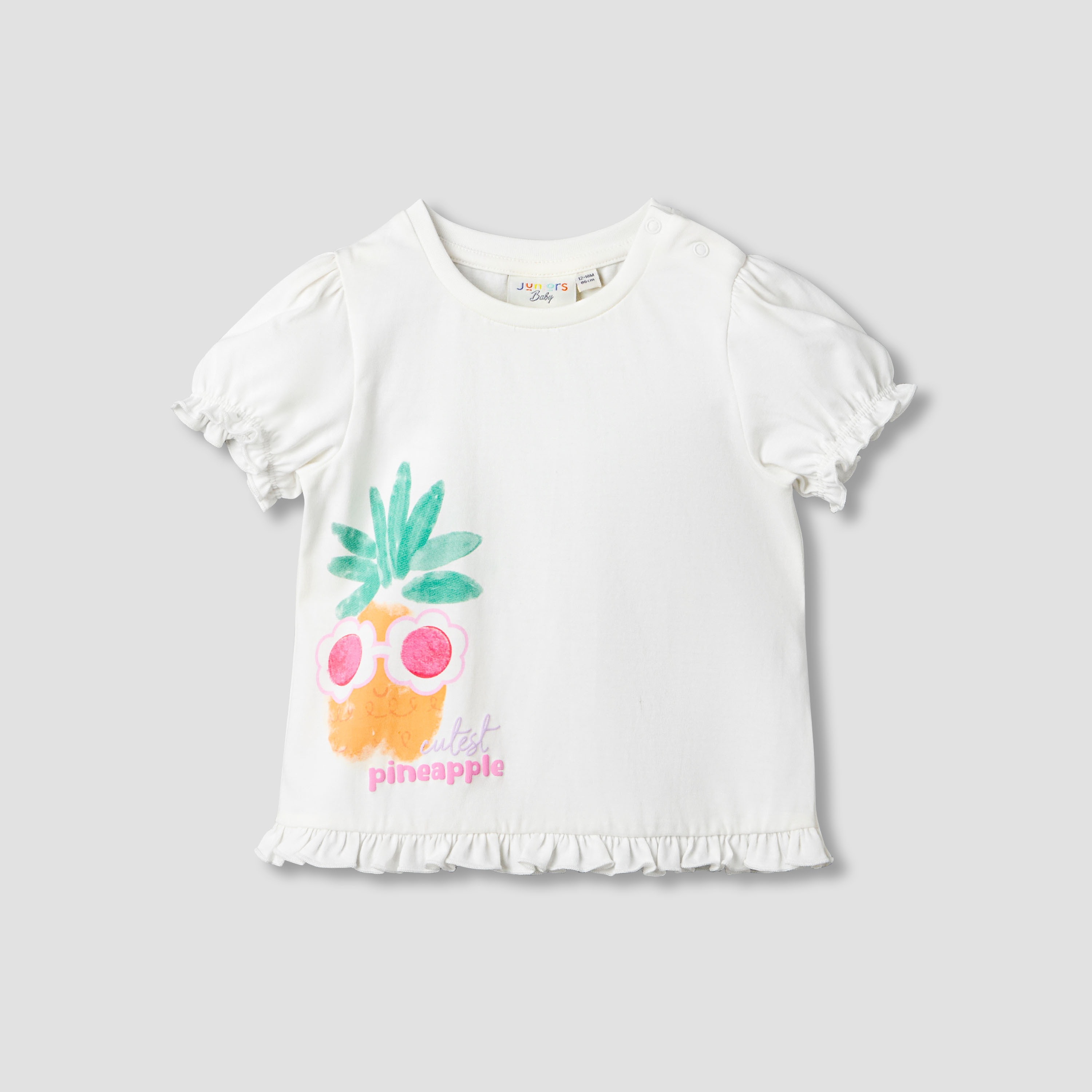 Pack of 2 Juniors Crew Neck Short Sleeves T-shirt with Fruit Print-baby-girls-clothing-tshirts-image-4